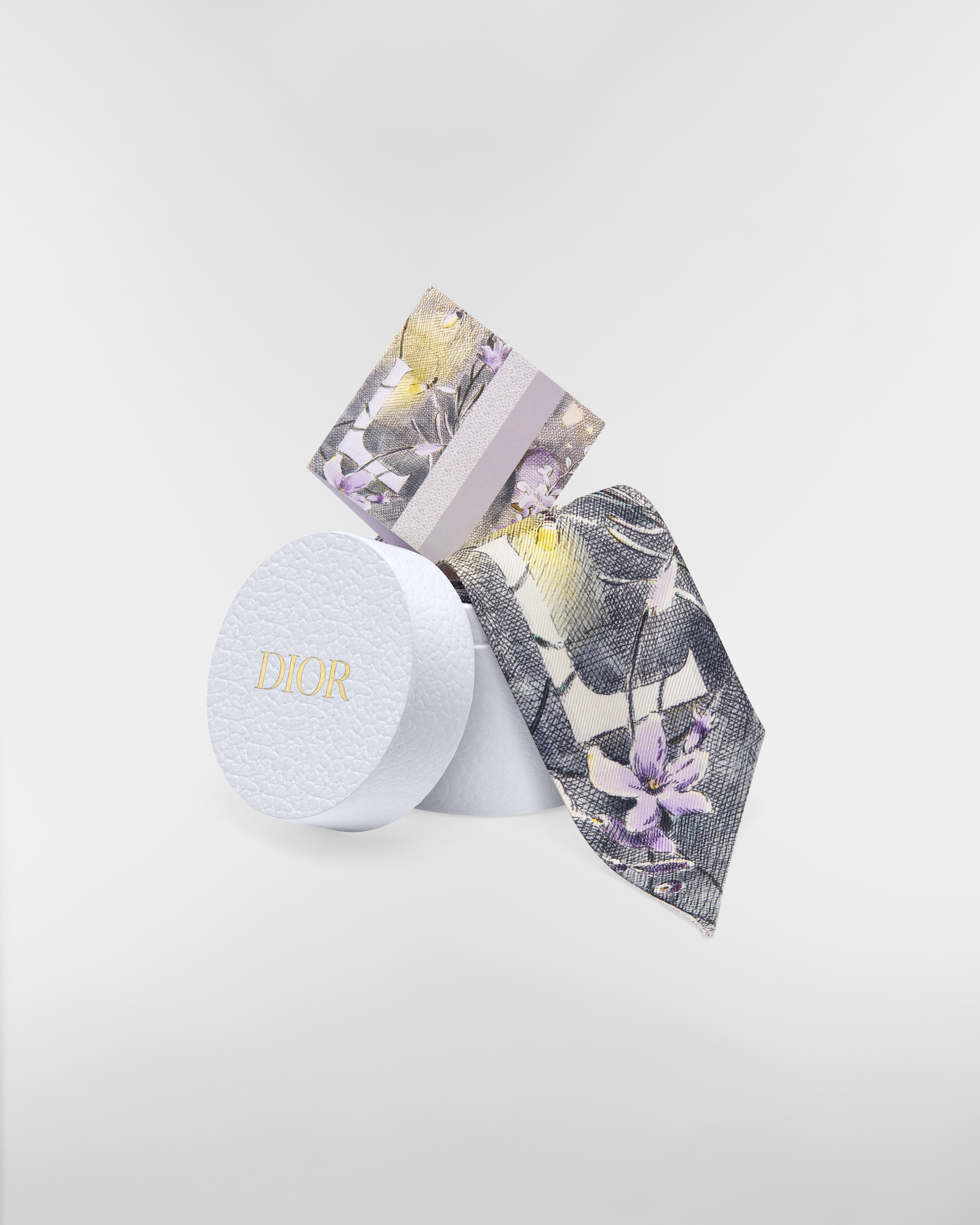 ABCDior L Lavande - Lumière Mitzah-sjaal Ivoorkleurige en veelkleurige zijden keperstof E10