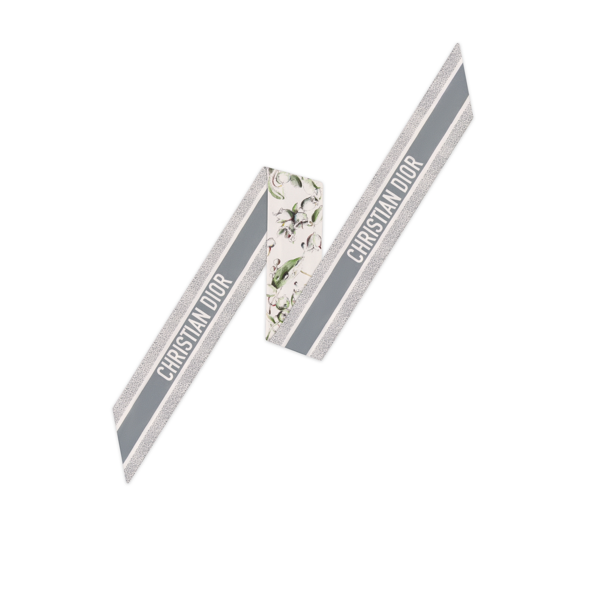 ABCDior M Muguet - Merveille Mitzah Scarf Ivory Multicolor Silk Twill E08