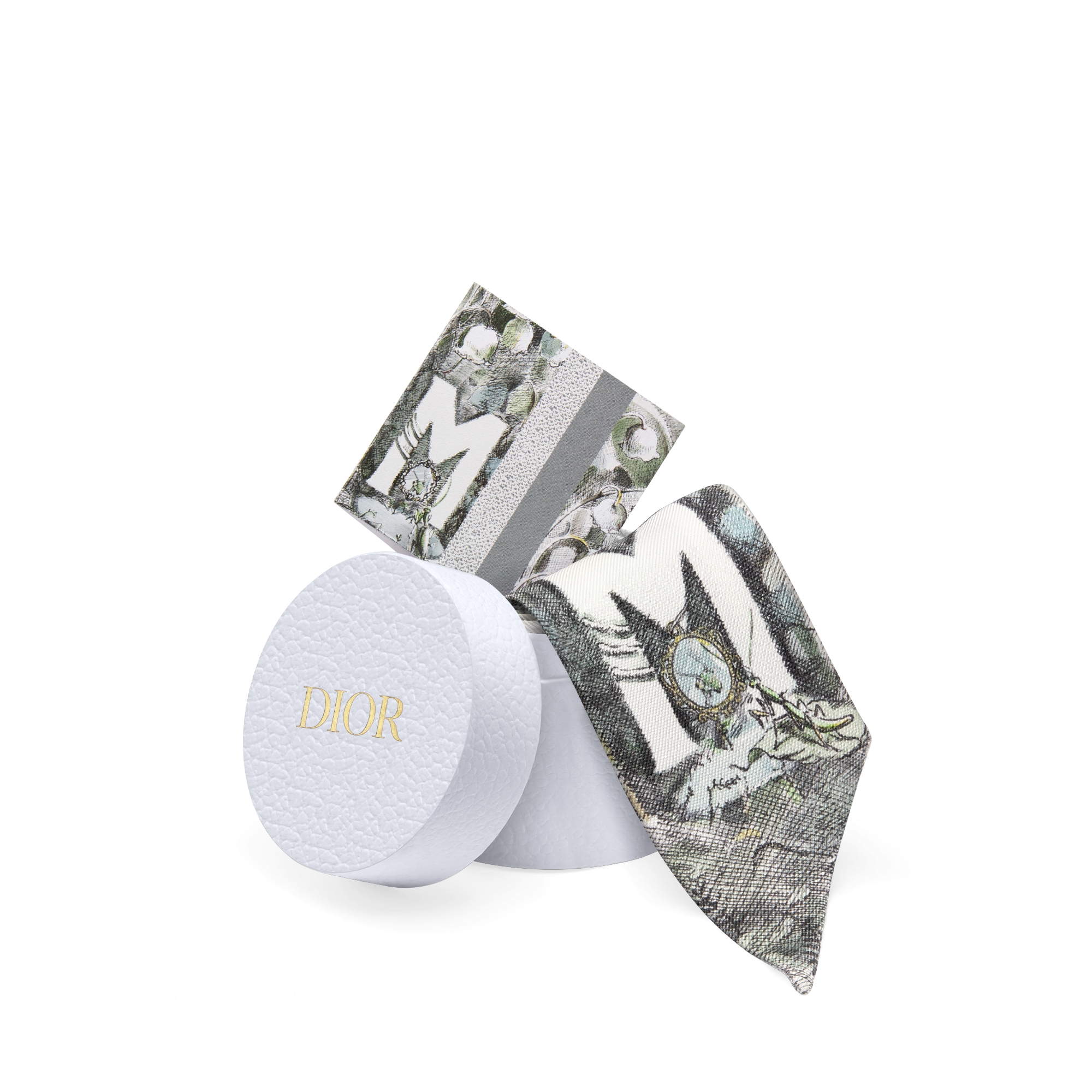 ABCDior M Muguet - Merveille Mitzah Scarf Ivory Multicolor Silk Twill E10