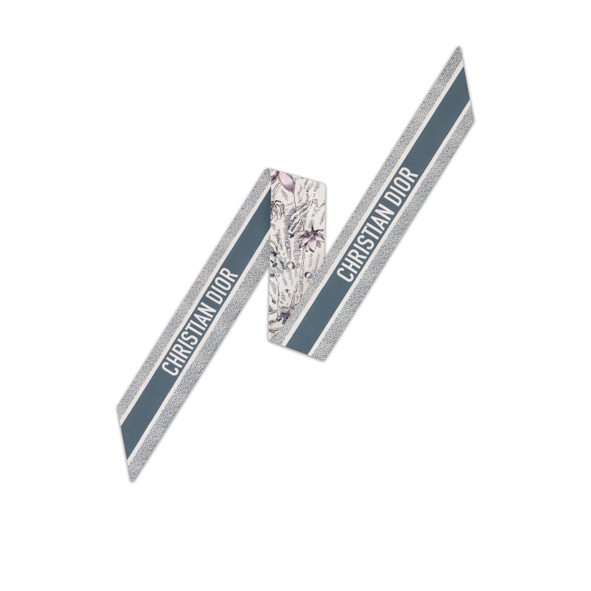 ABCDior N Nénuphar - Nymphe Mitzah Scarf Ivory Multicolor Silk Twill E08