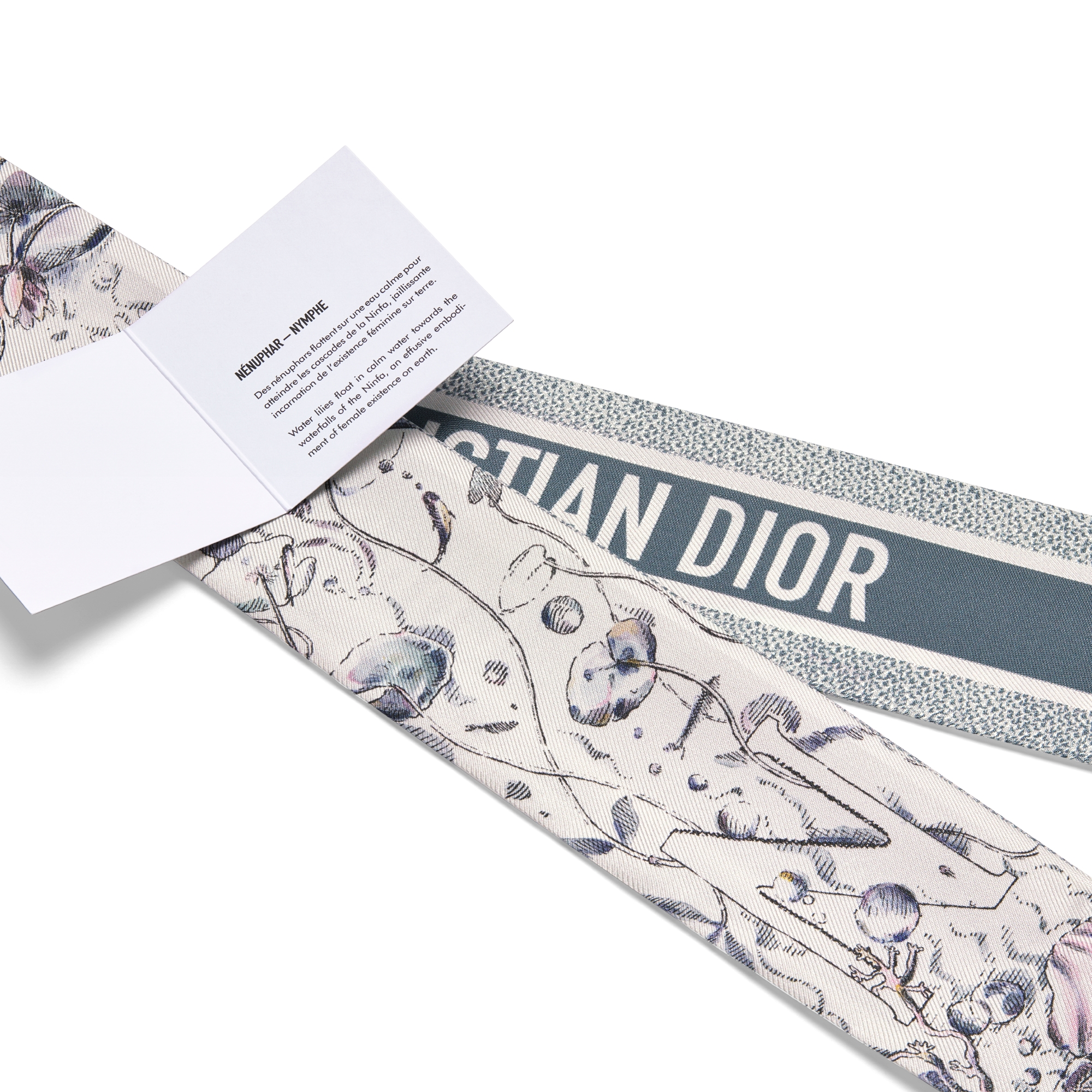 ABCDior N Nénuphar - Nymphe Mitzah Scarf Ivory Multicolor Silk Twill E09