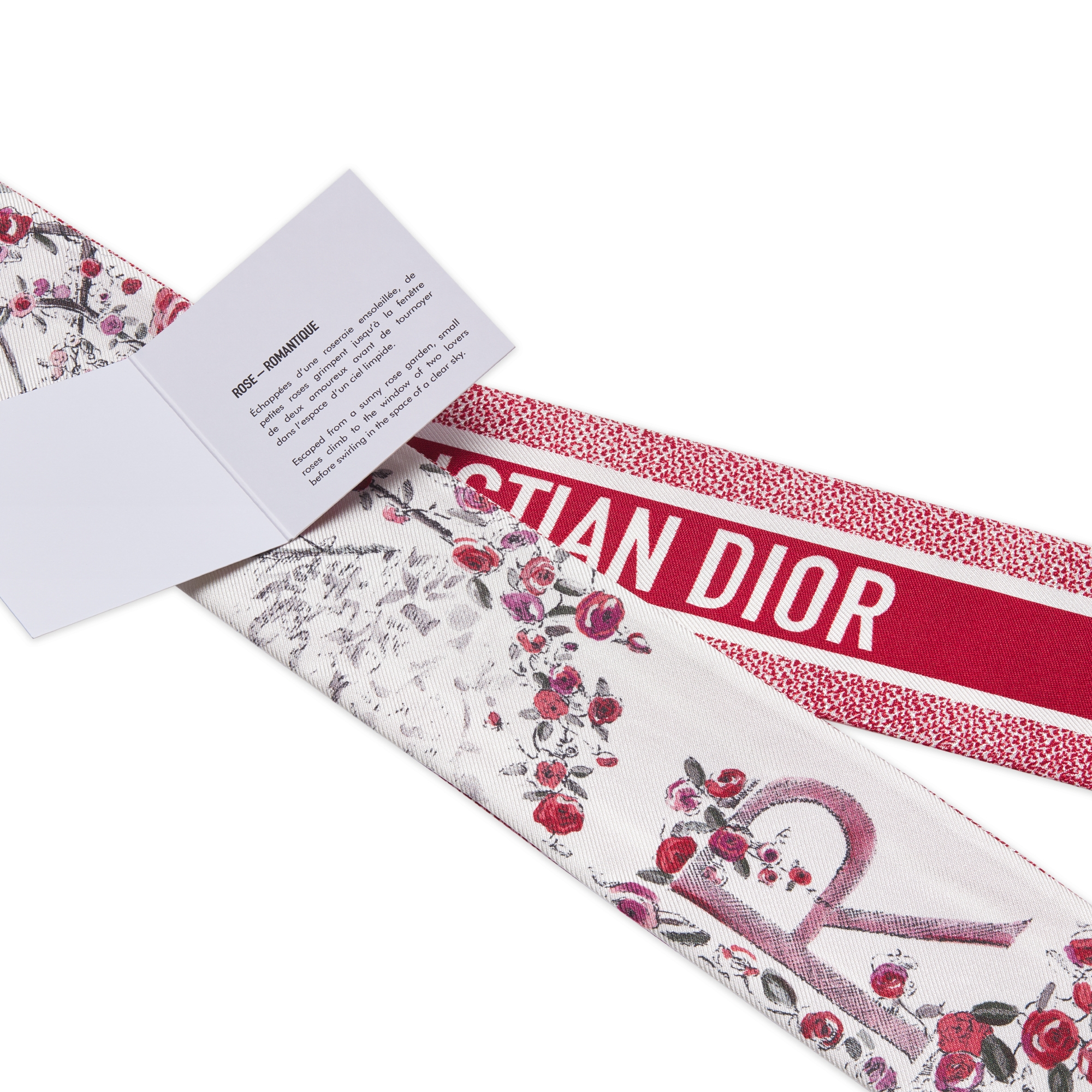 ABCDior R Rose - Romantique Mitzah Scarf Ivory Multicolor Silk Twill E09
