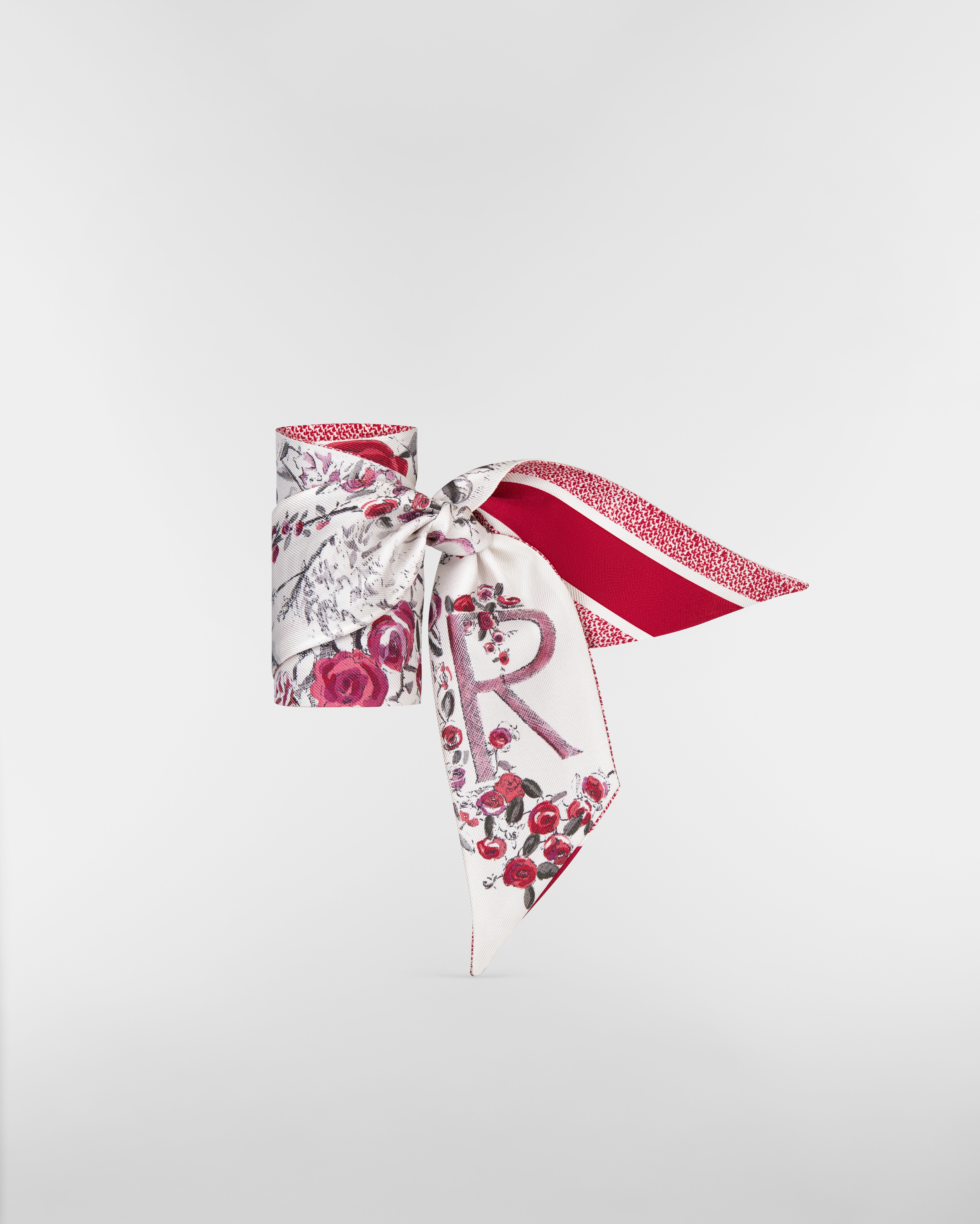 ABCDior R Rose - Romantique 미차 스카프 아이보리 멀티 컬러 실크 트윌 E03