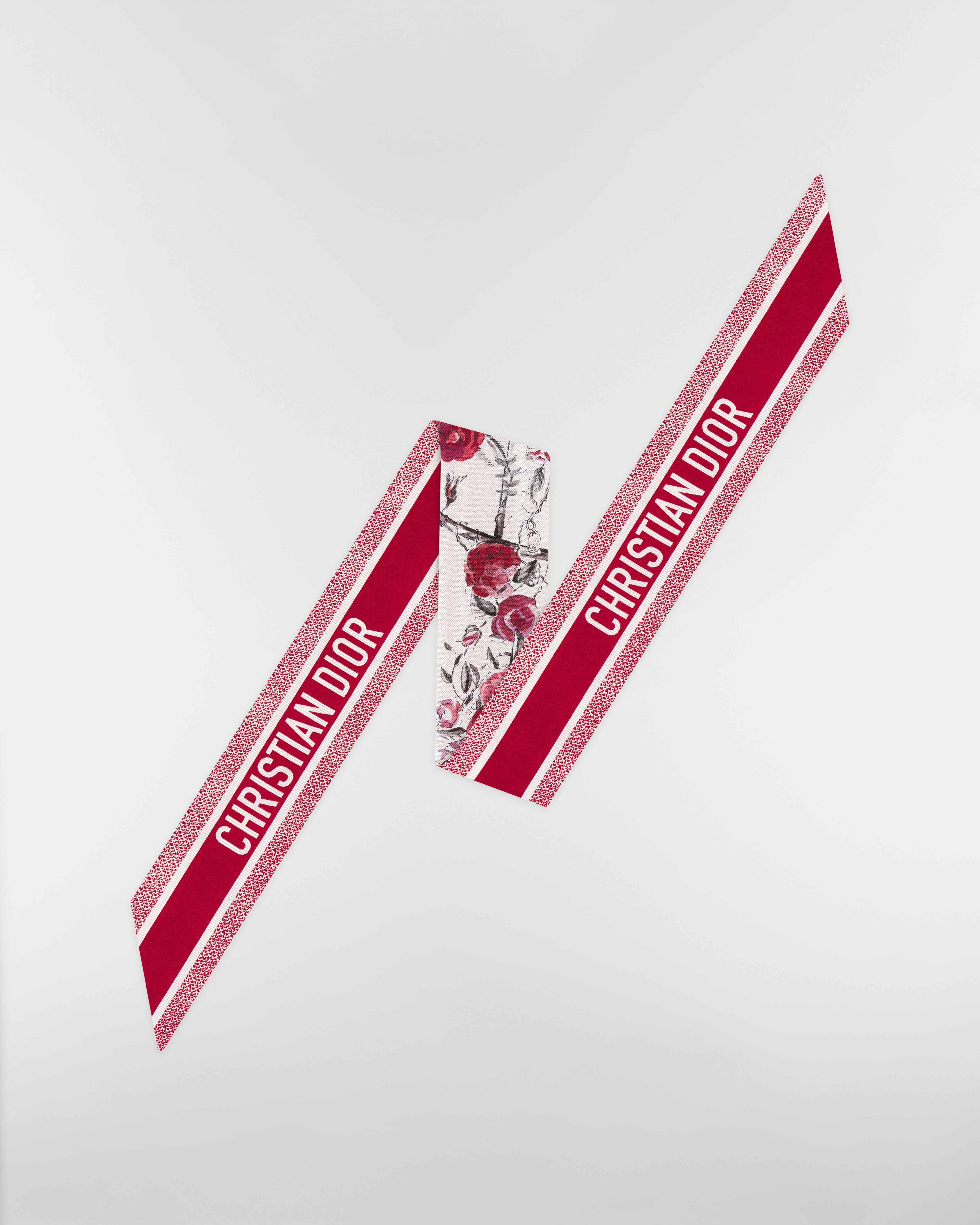 ABCDior R Rose - Romantique 미차 스카프 아이보리 멀티 컬러 실크 트윌 E08