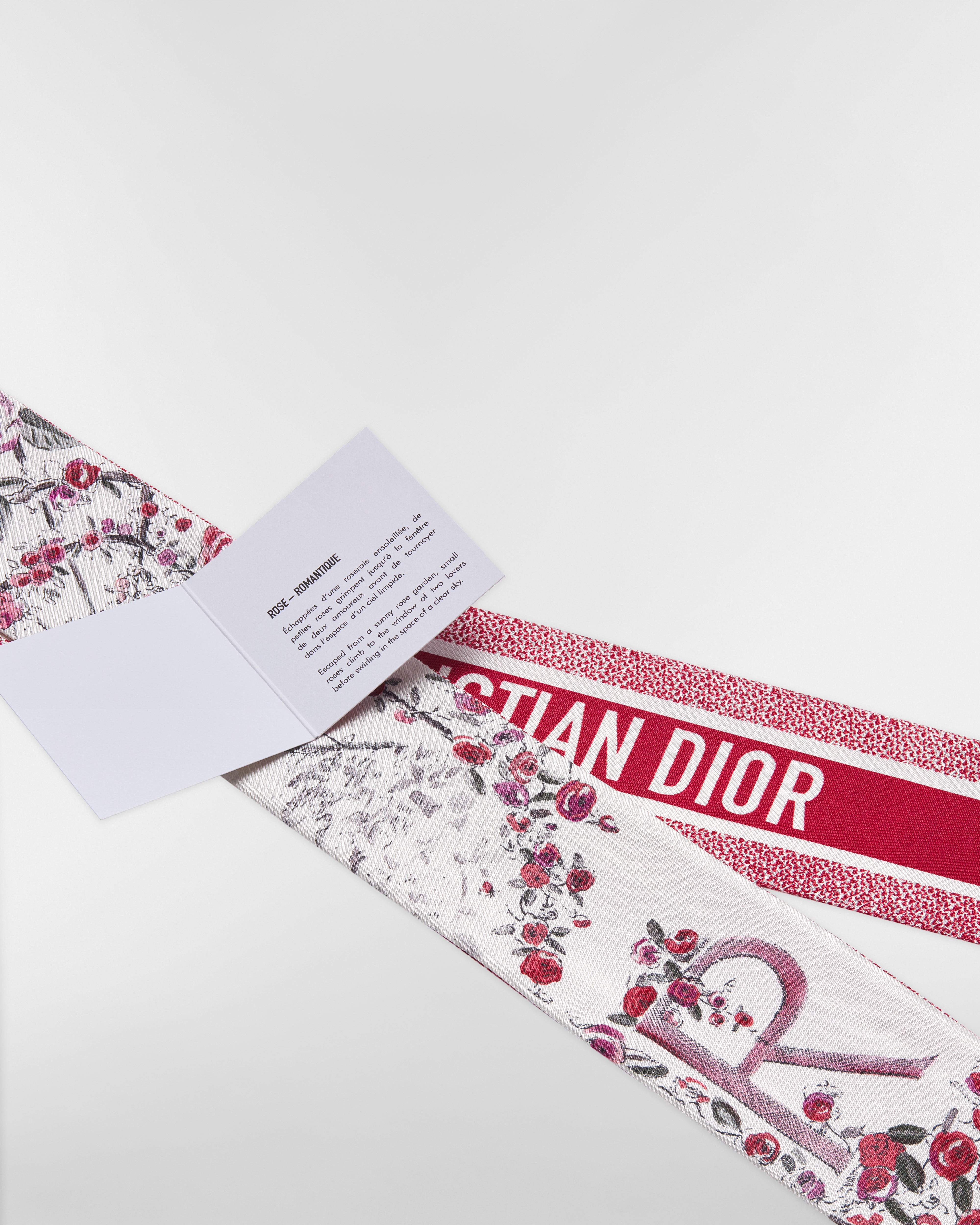 ABCDior R Rose - Romantique 미차 스카프 아이보리 멀티 컬러 실크 트윌 E09