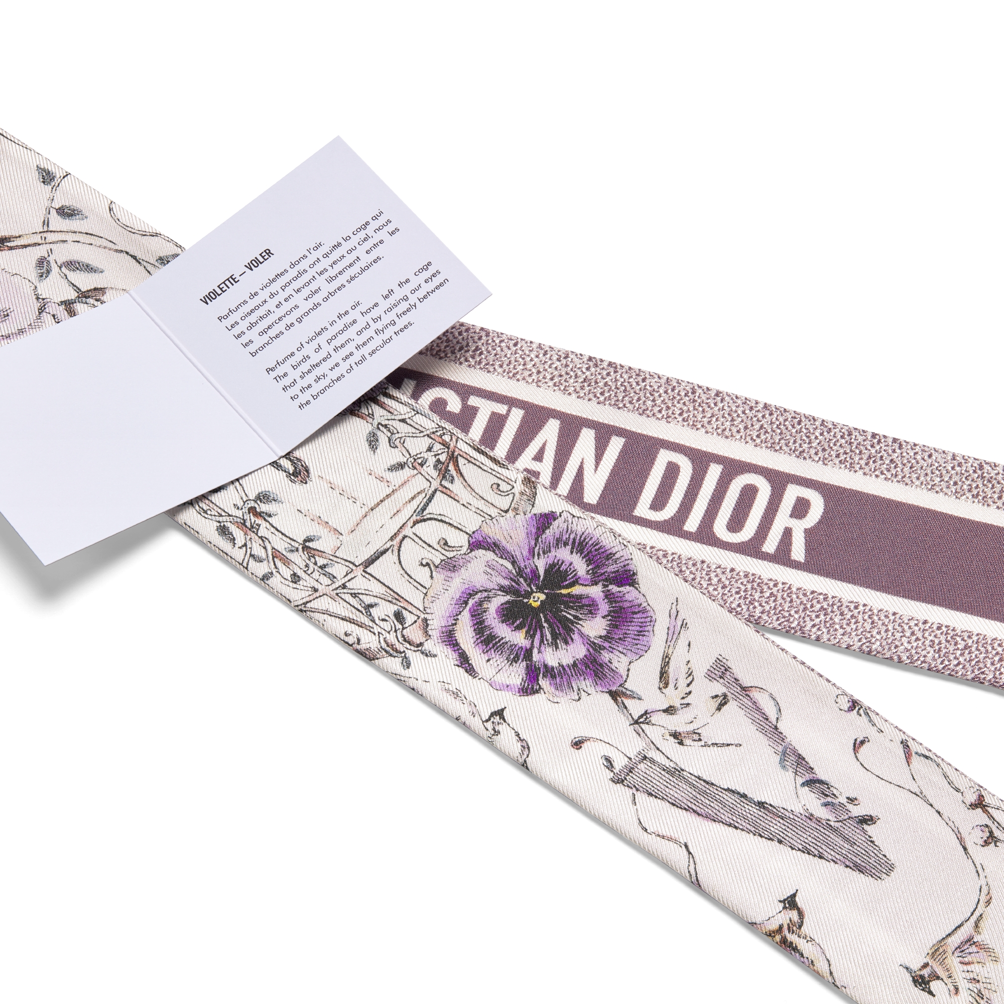ABCDior V Violette - Voler Mitzah Scarf Ivory Multicolor Silk Twill E09