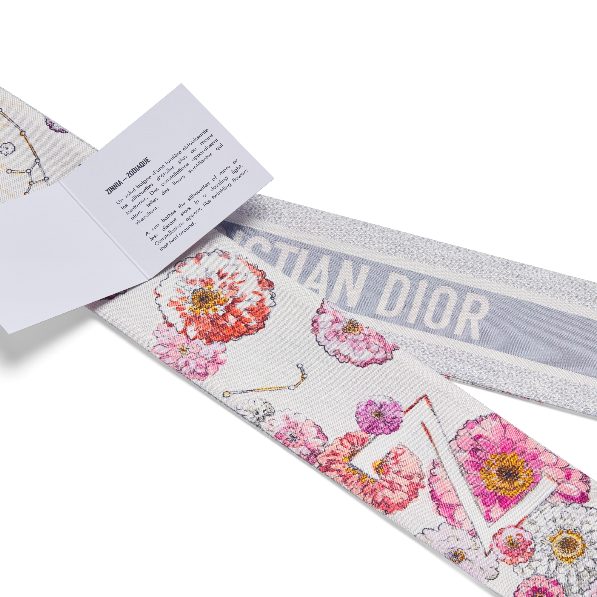 ABCDior Z Zinnia - Zodiaque Mitzah Scarf Ivory Multicolor Silk Twill E09