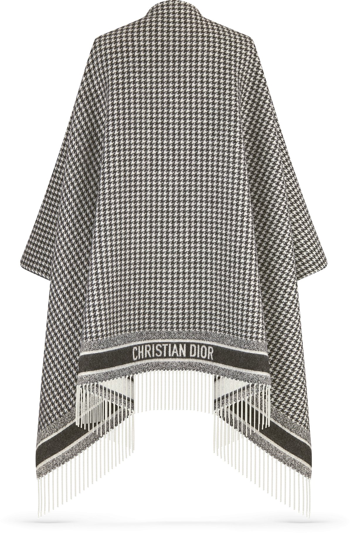 30 Montaigne Poncho Black and White Cashmere and Silk DIOR