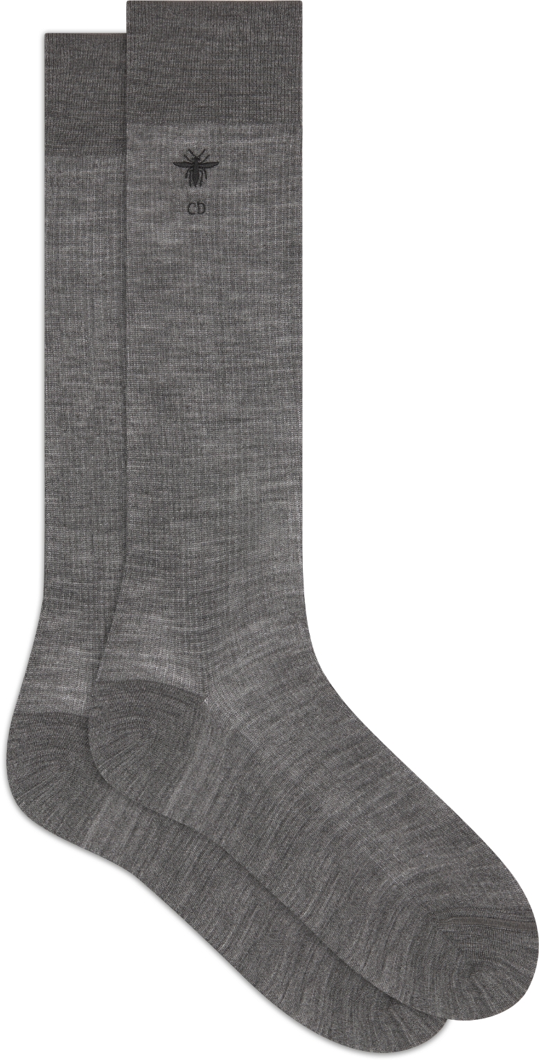 Dior Bee Socks Gray Wool DIOR