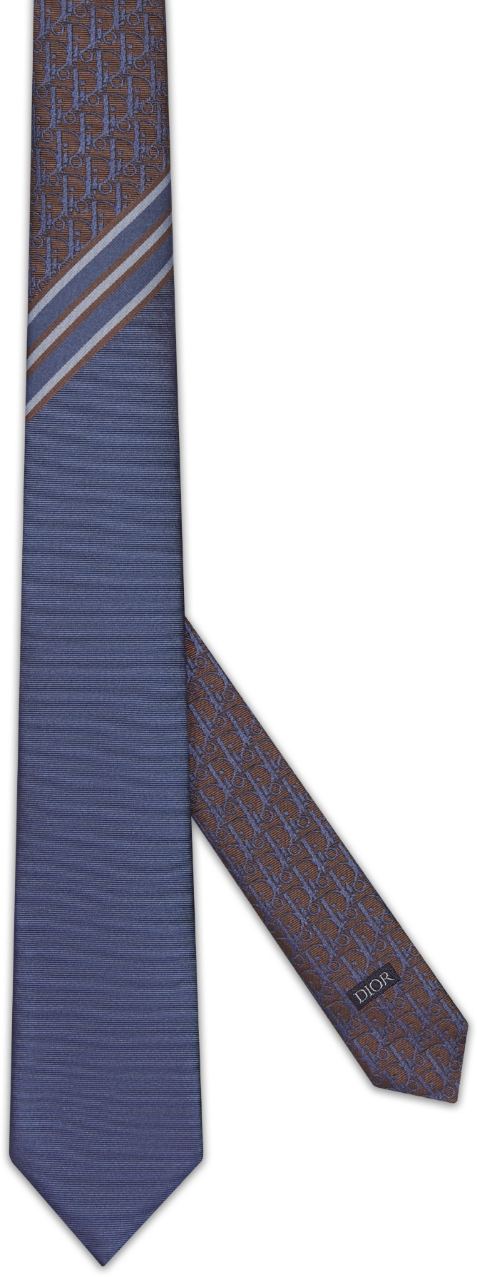 Striped Dior Oblique Tie Navy Blue Blue and Burgundy Silk DIOR