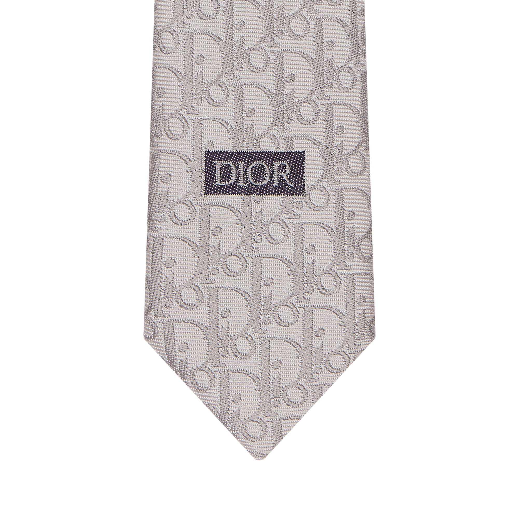 Striped Dior Oblique Tie Gray and Light Gray Silk E09