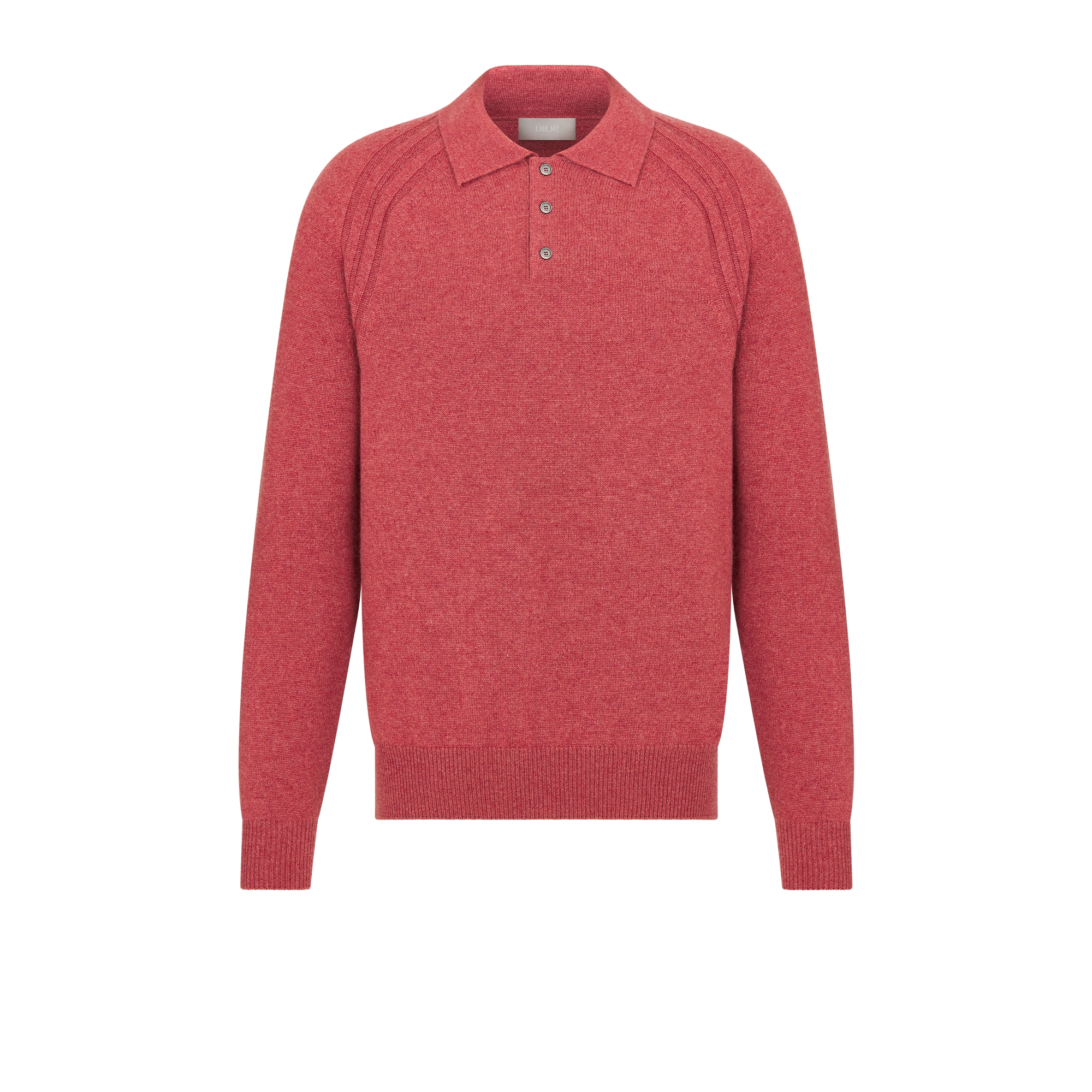 Dior Icons Long-Sleeved Polo Shirt Pink Cashmere Jersey E01