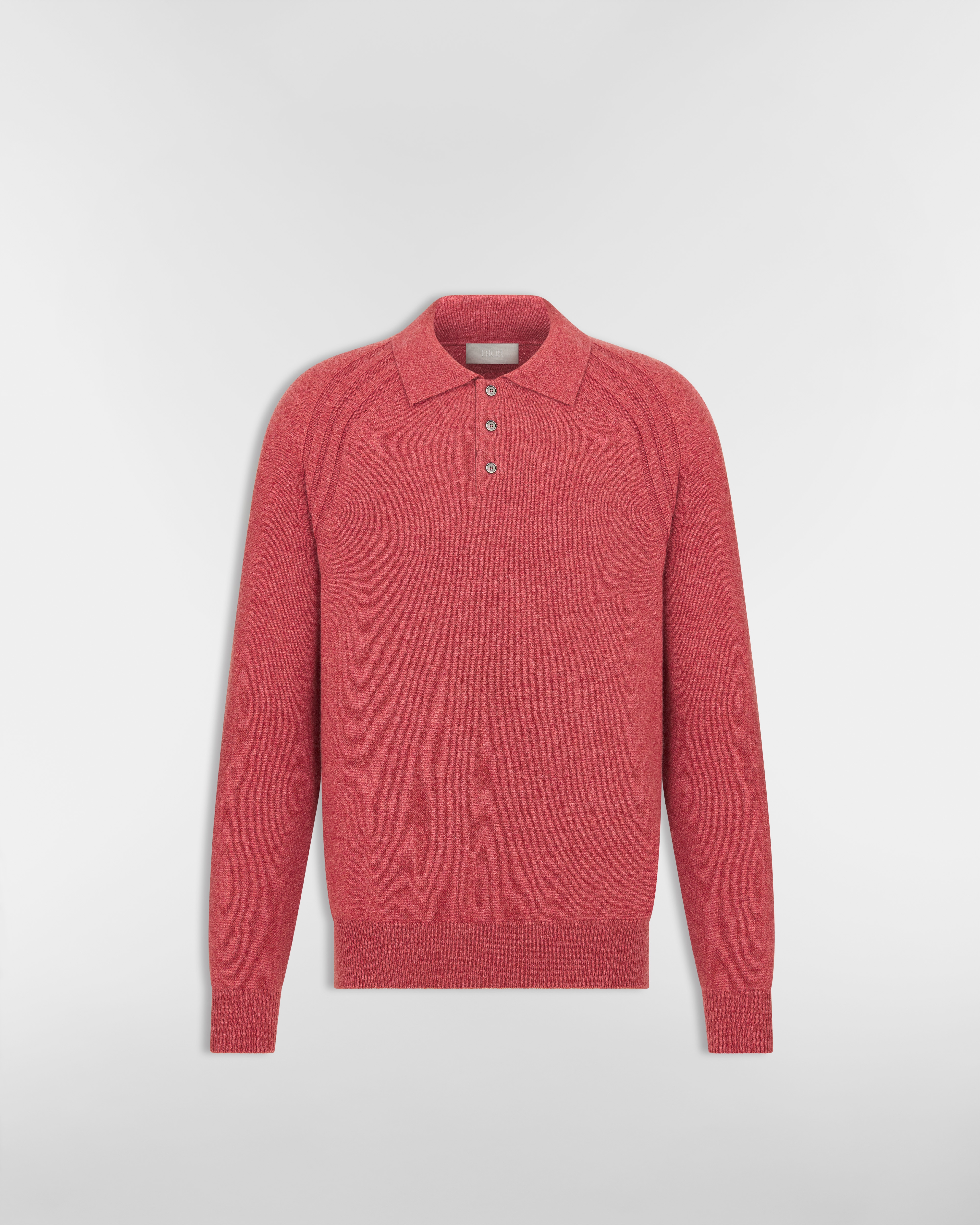 Dior Icons Long-Sleeved Polo Shirt Pink Cashmere Jersey E01