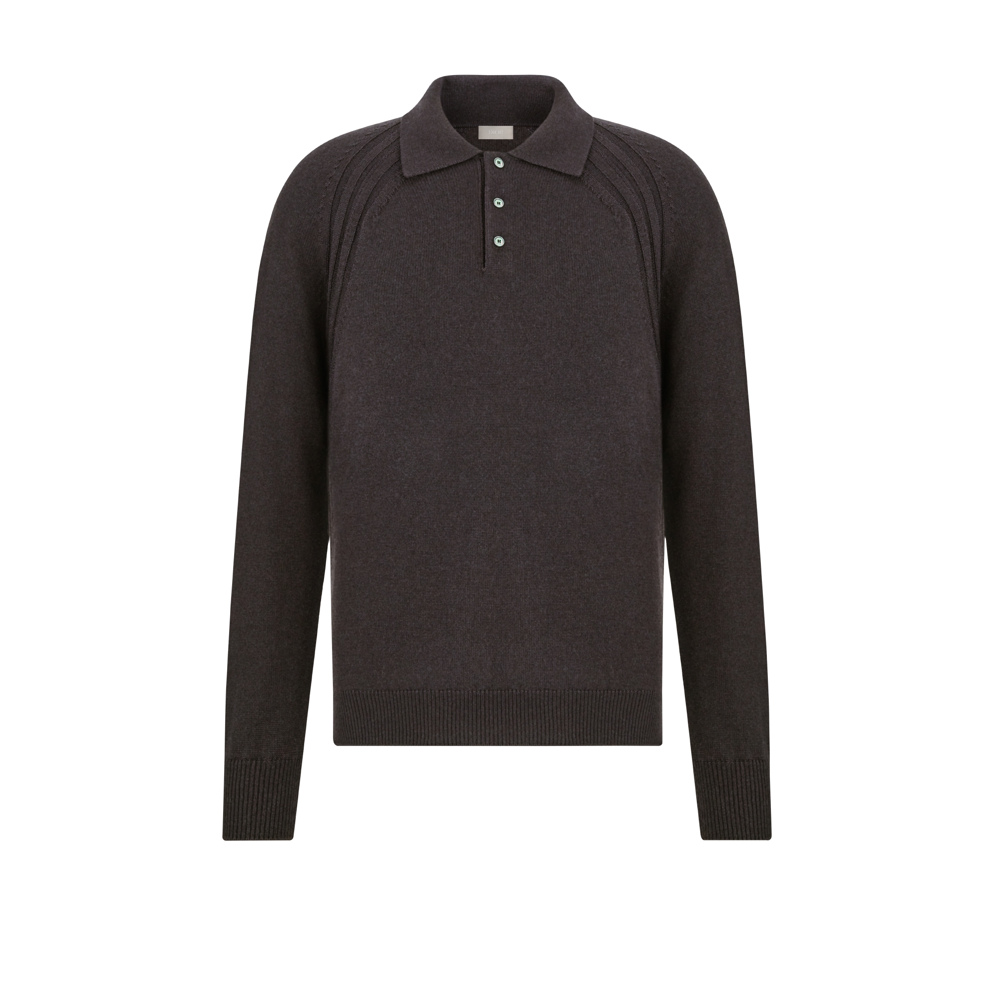 Dior Icons Long-Sleeved Polo Shirt Brown Cashmere Jersey E01
