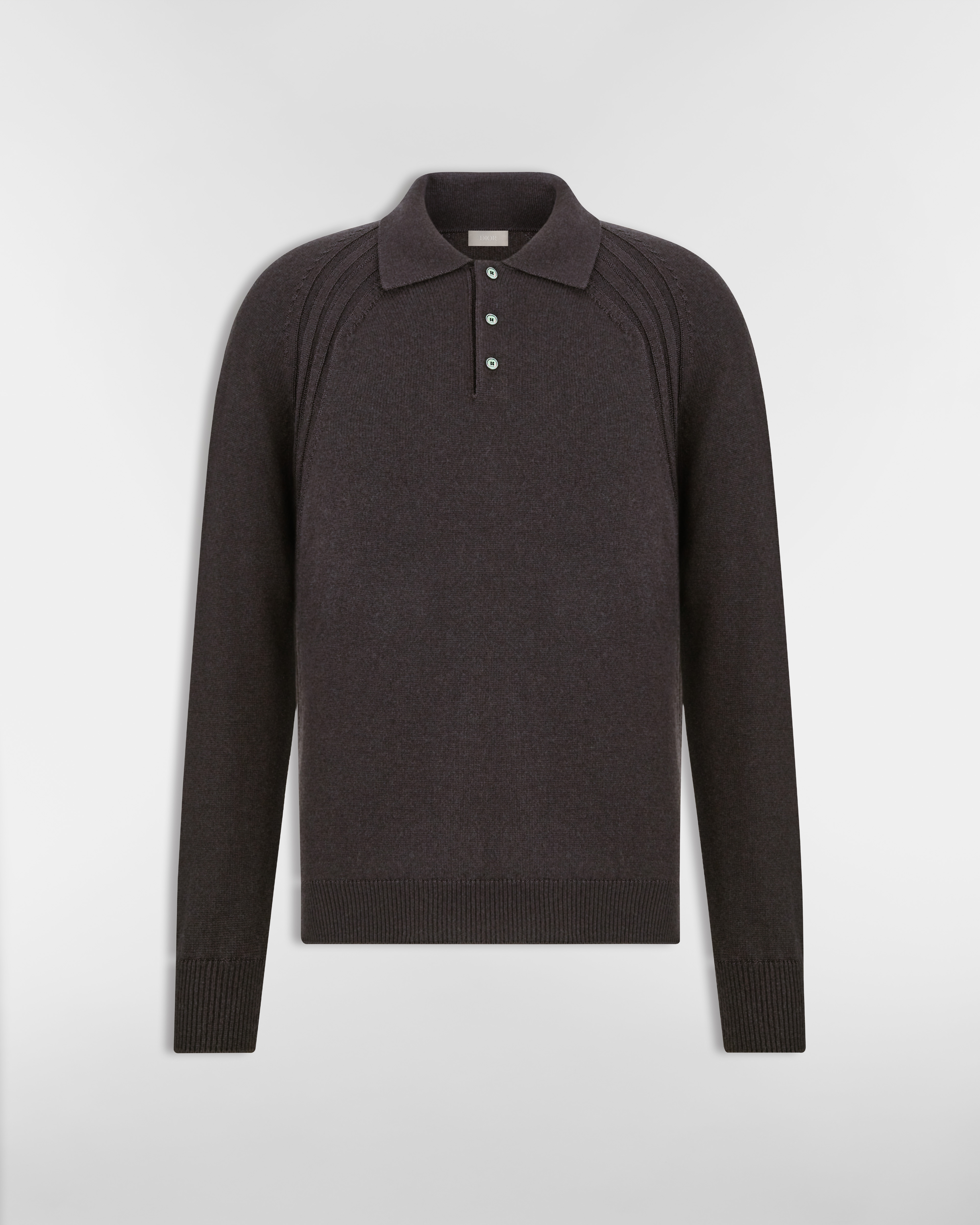 Dior Icons 長袖 Polo 恤 棕色羊絨平織布 E01