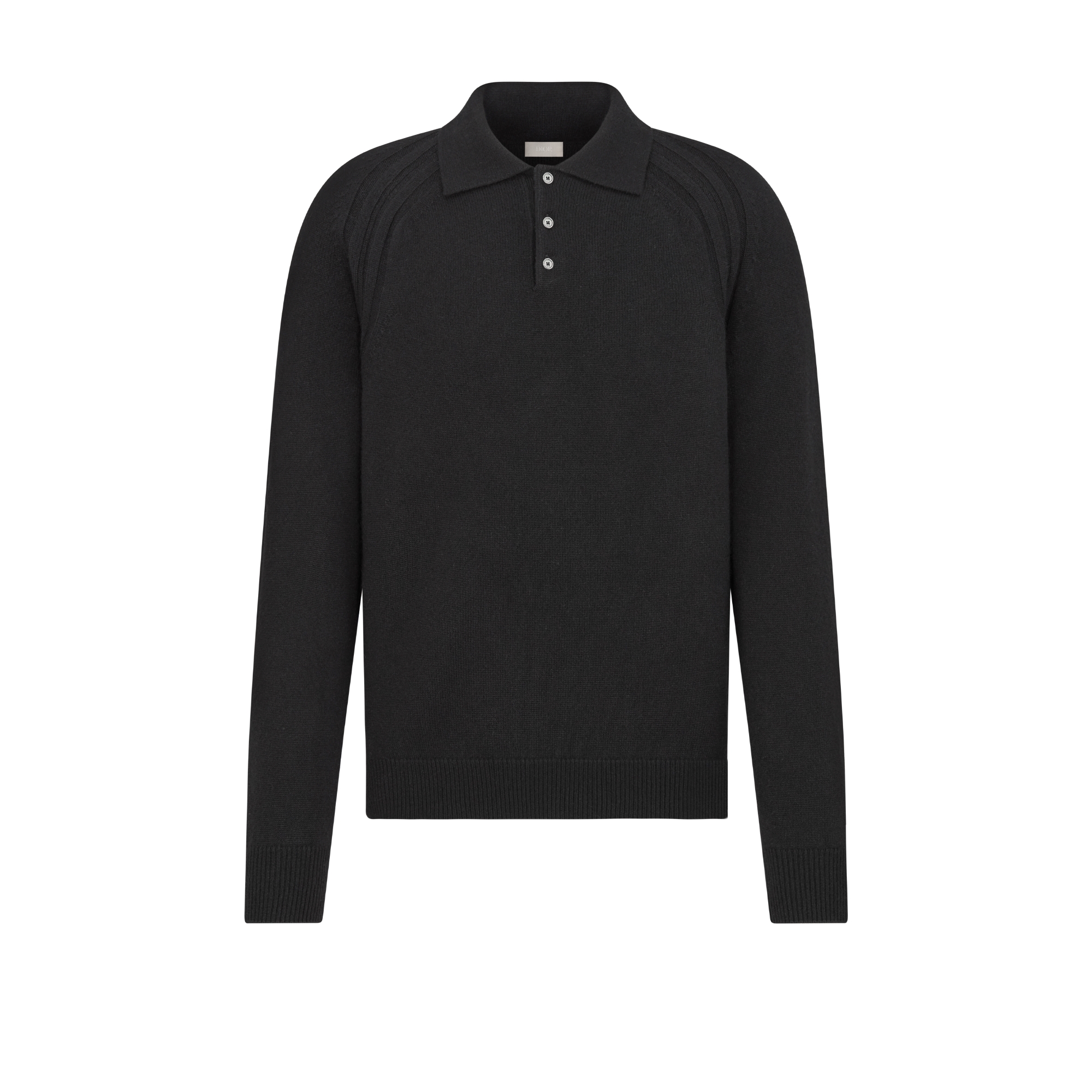 Dior Icons Long-Sleeved Polo Shirt Black Cashmere Jersey E01