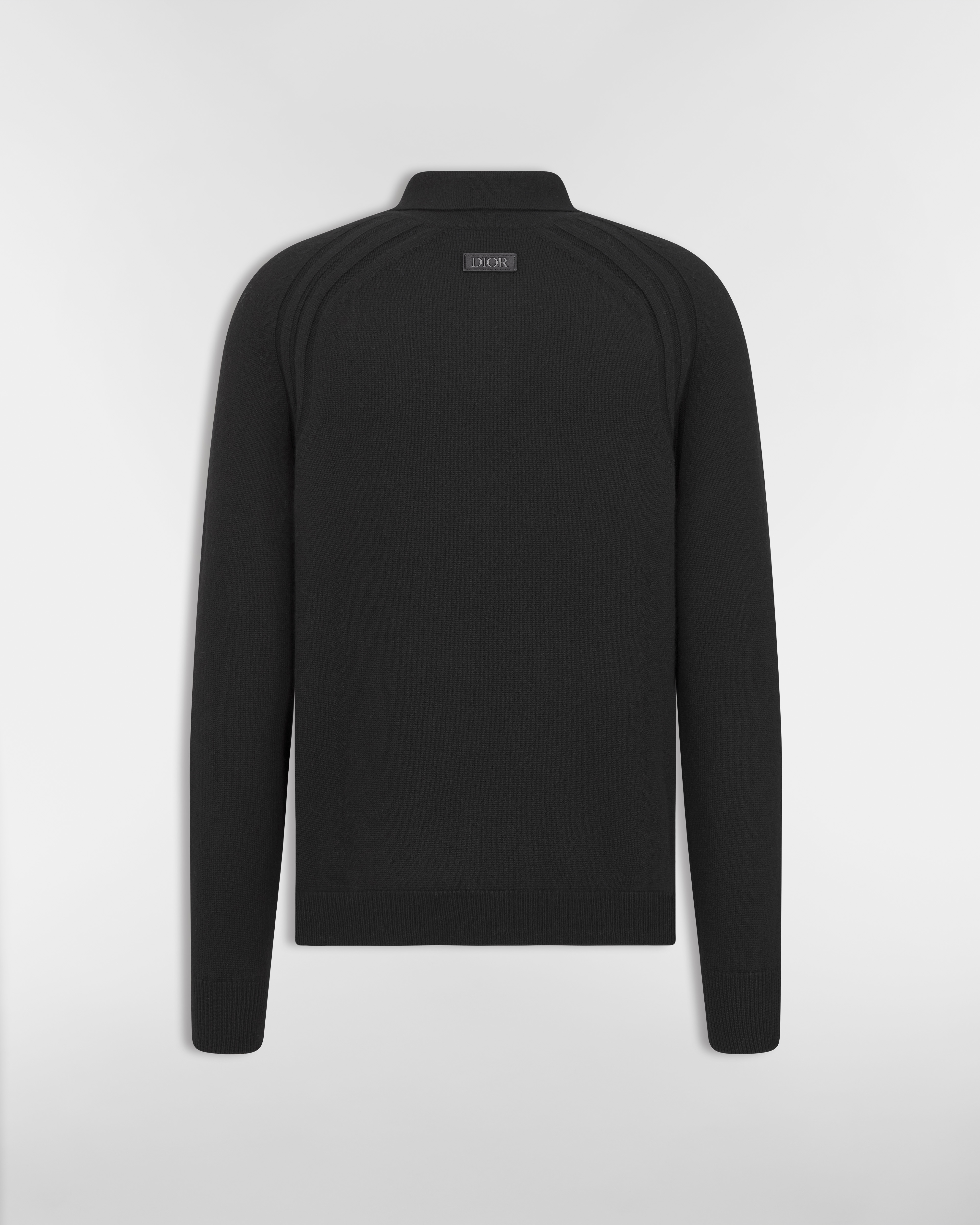 Langärmliges Dior Icons Poloshirt Kaschmirjersey in Schwarz E08