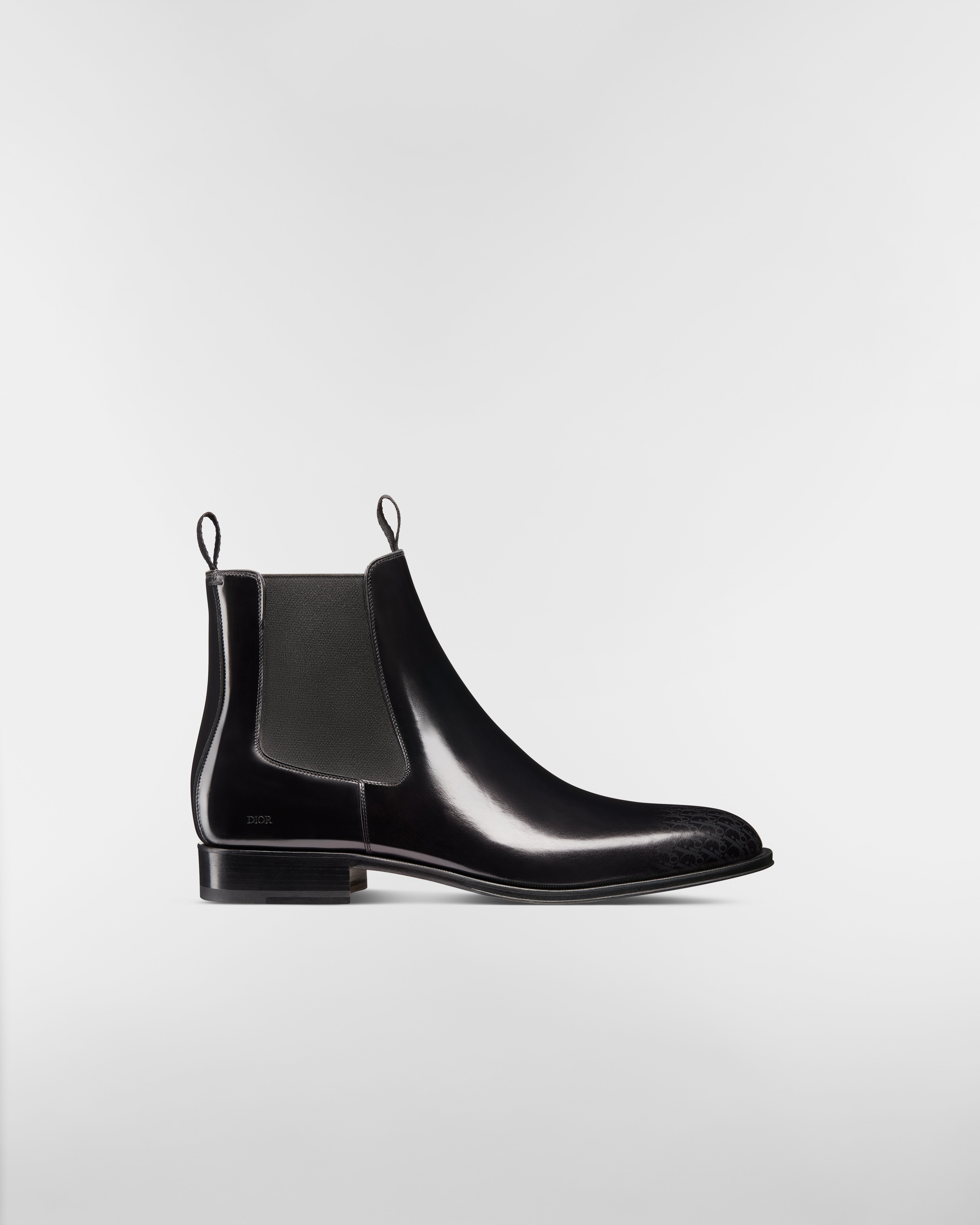 Dior Timeless Chelsea Boot Patiniertes Kalbsleder mit Dior Oblique in Verlaufsoptik in Grau und Schwarz