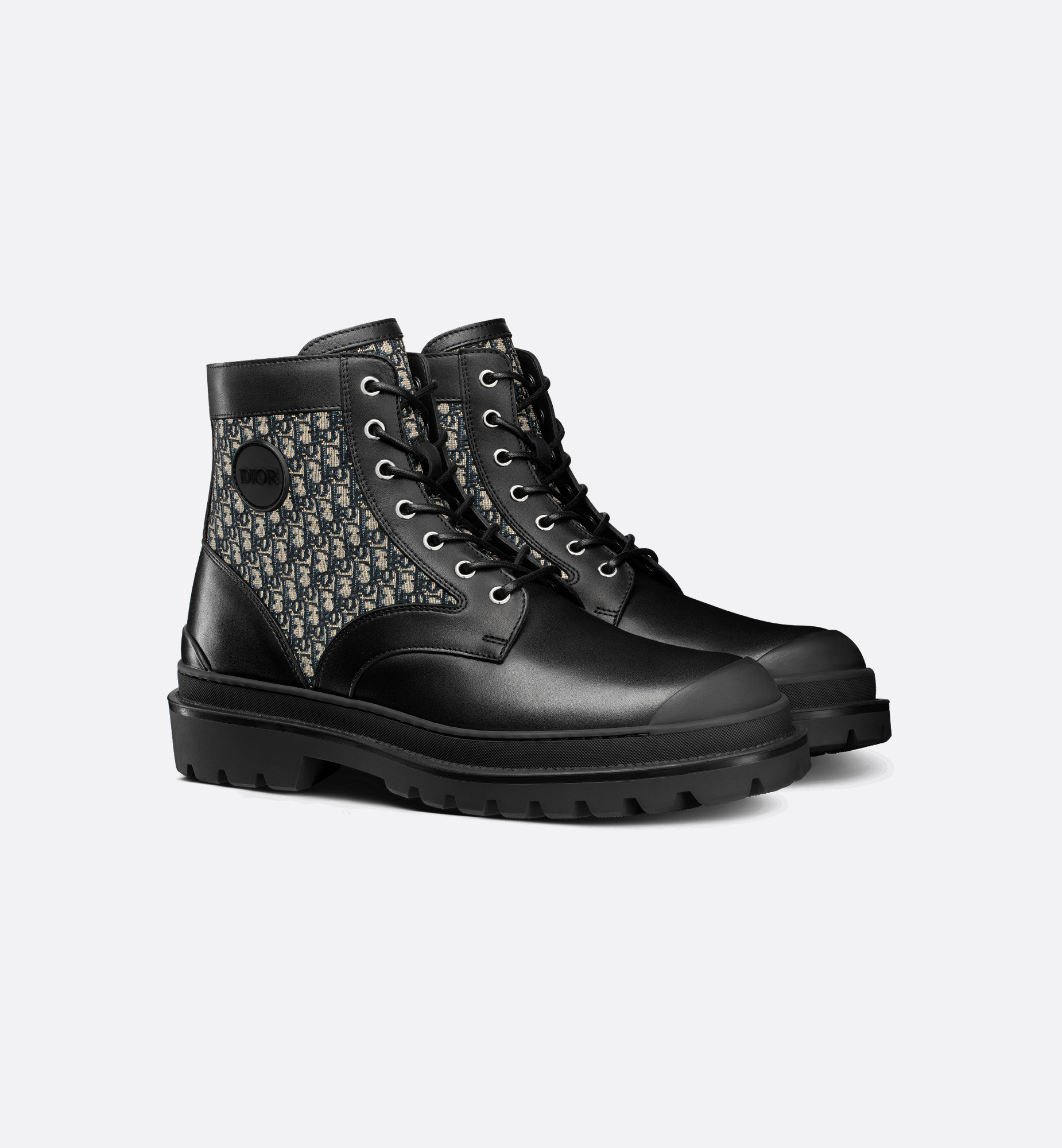 Dior Explorer Ankle Boot Black Smooth Calfskin with Beige Dior Explorer Ankle Boot Black Smooth Calfskin with Beige
