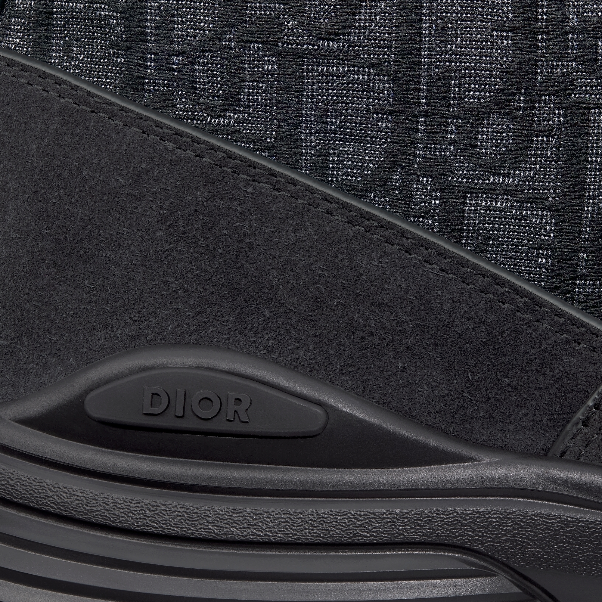 Dior Combat Ankle Boot Black Suede and Black Dior Oblique Jacquard E09
