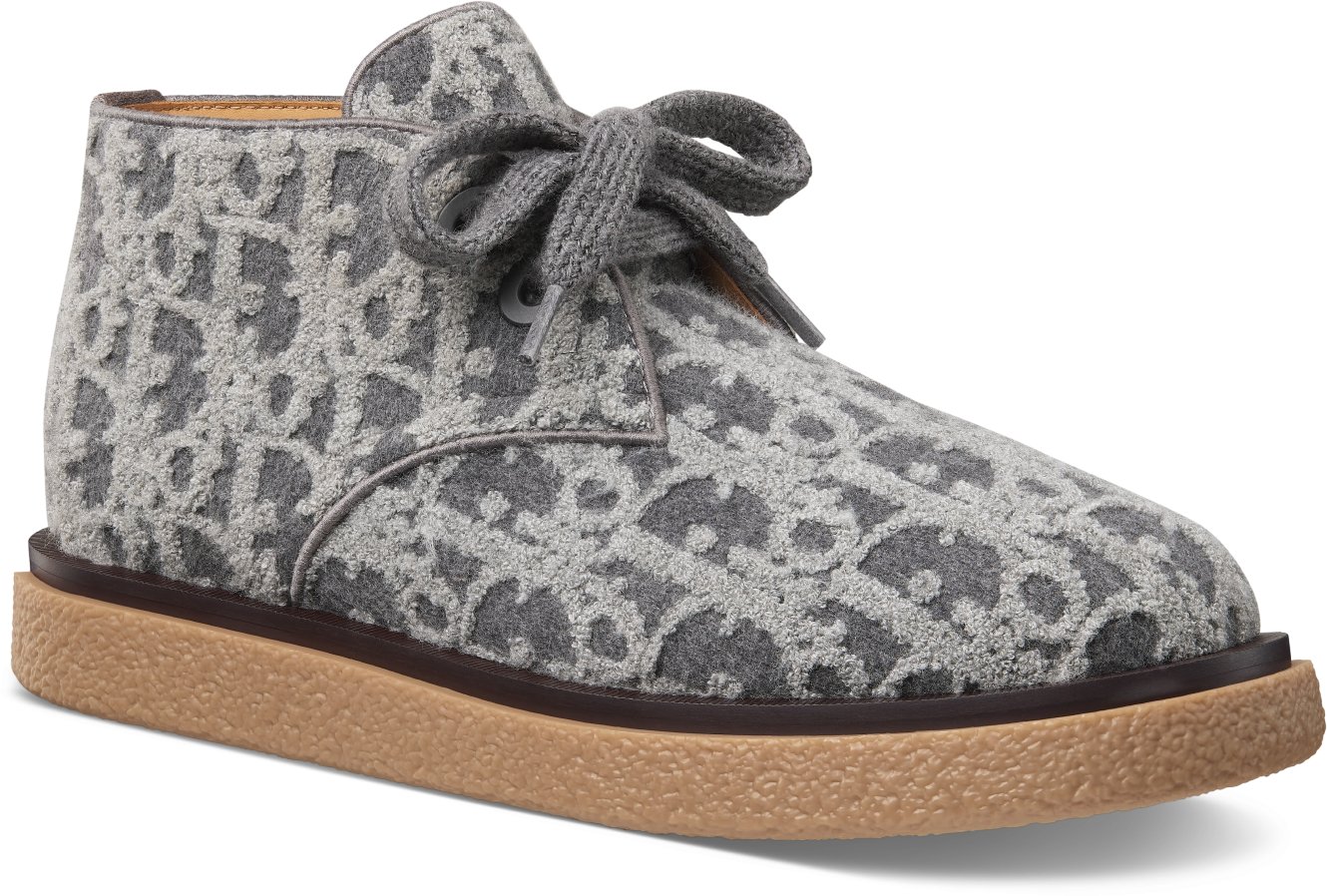 Dior Sahara Chukka Boot Gray Dior Oblique Embroidered Wool Felt DIOR