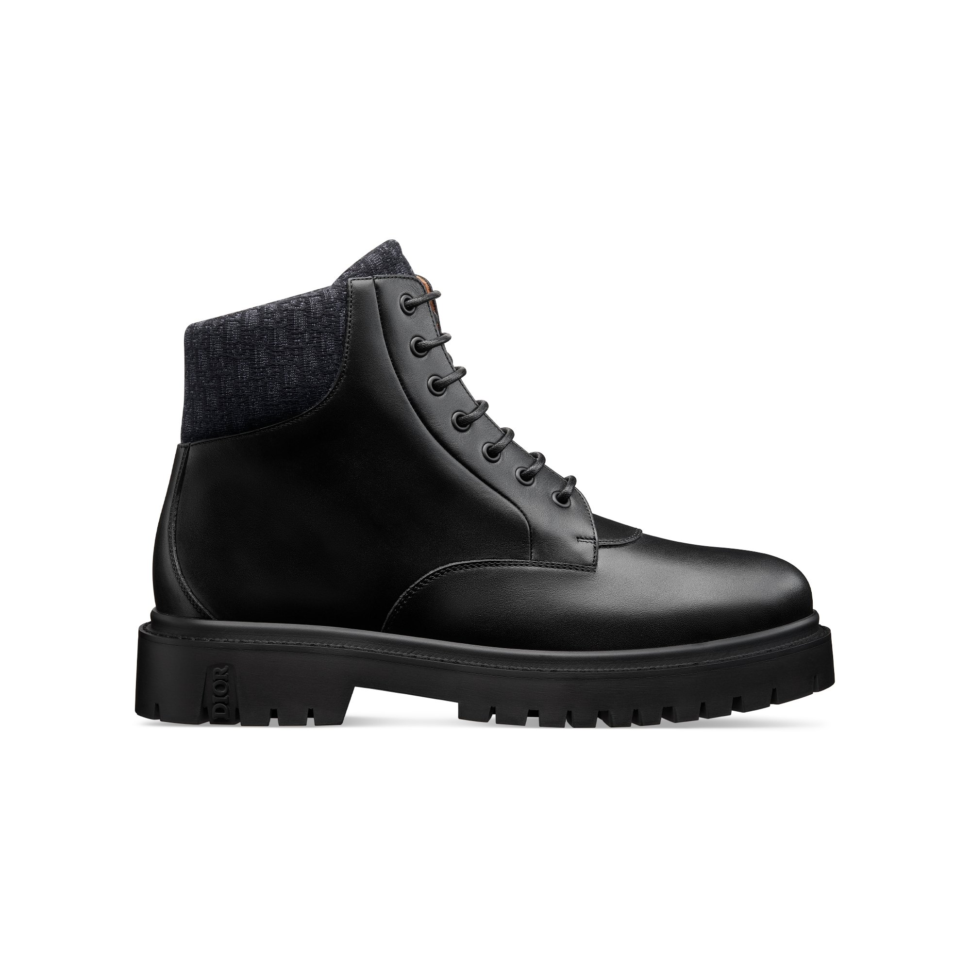 Dior Explorer III Ankle Boot Black Smooth Calfskin and Black Dior Oblique Jacquard E02
