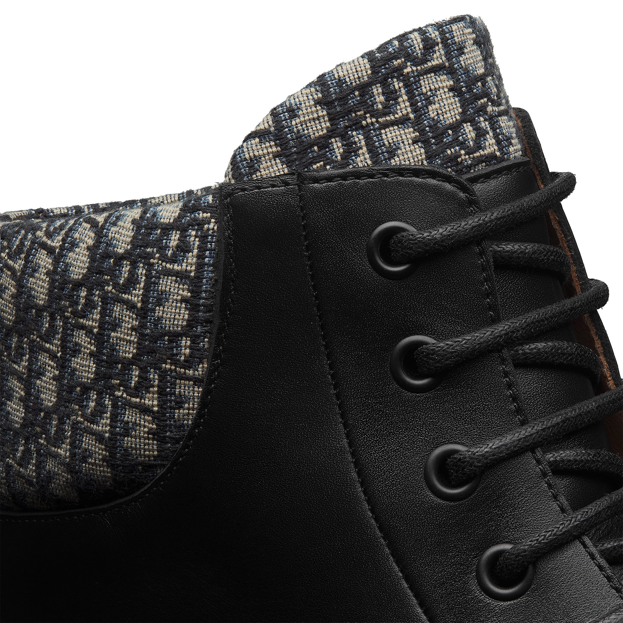 Dior Explorer III 앵클 부츠 블랙 스무스 송아지 가죽 & 베이지, 블랙 Dior Oblique 자카드 E09