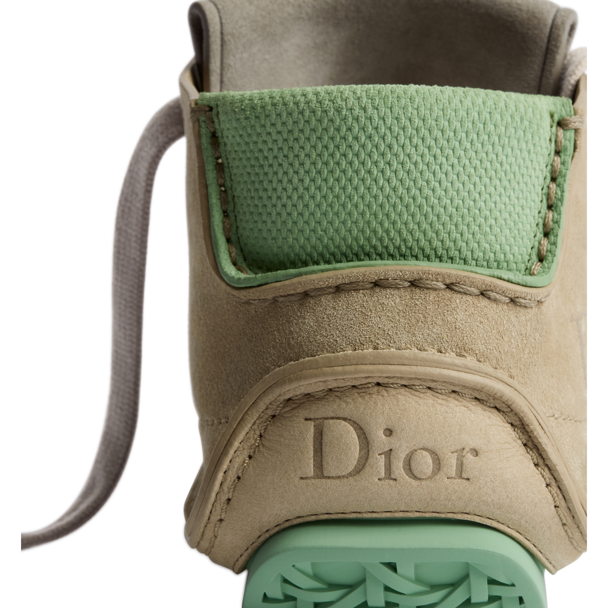 Dior Roadie Lace-Up Boot Beige Nubuck with Beige, Green and Purple Suede E08