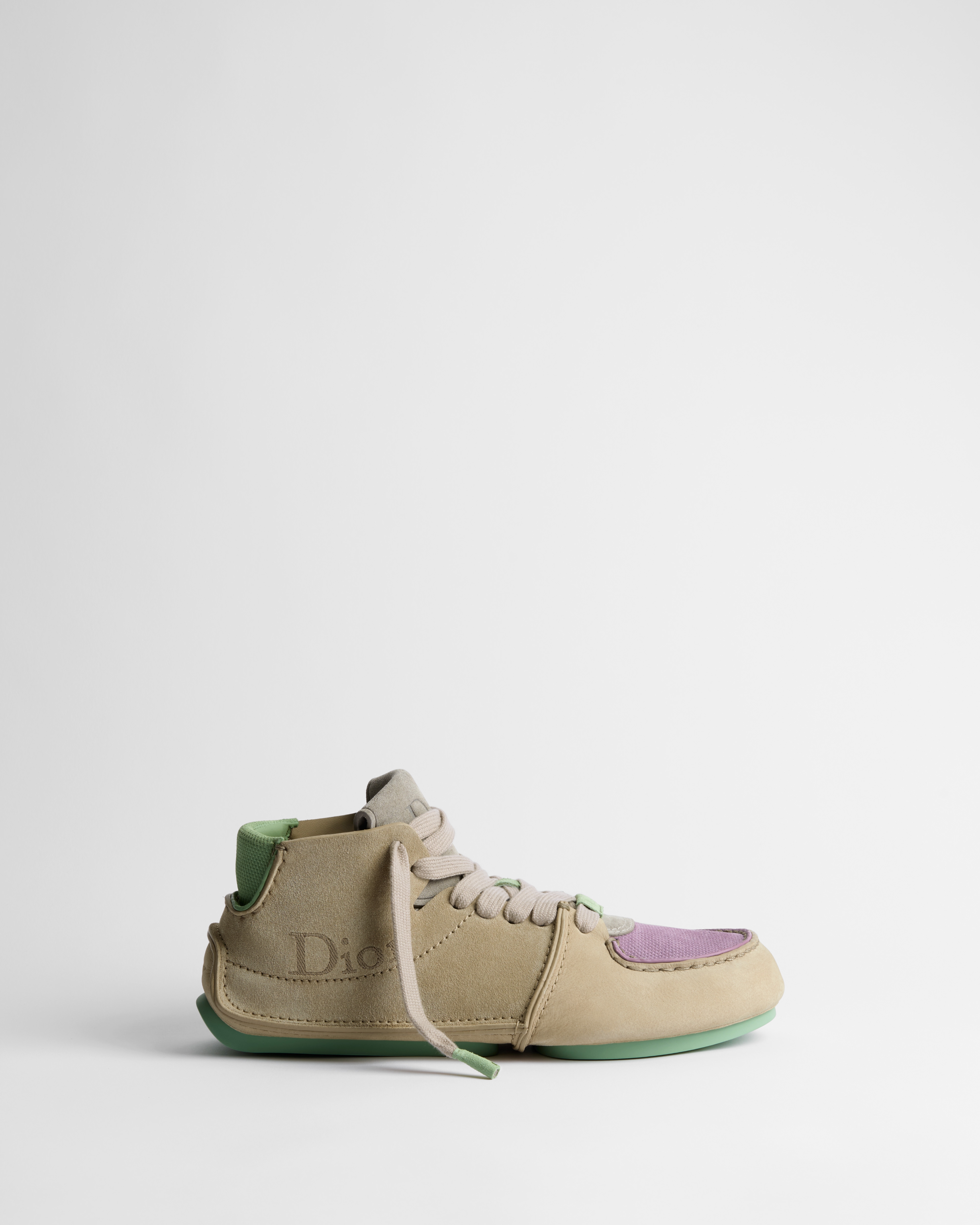 Bottine à lacets Dior Roadie Nubuck beige et veau velours beige, vert et violet E02