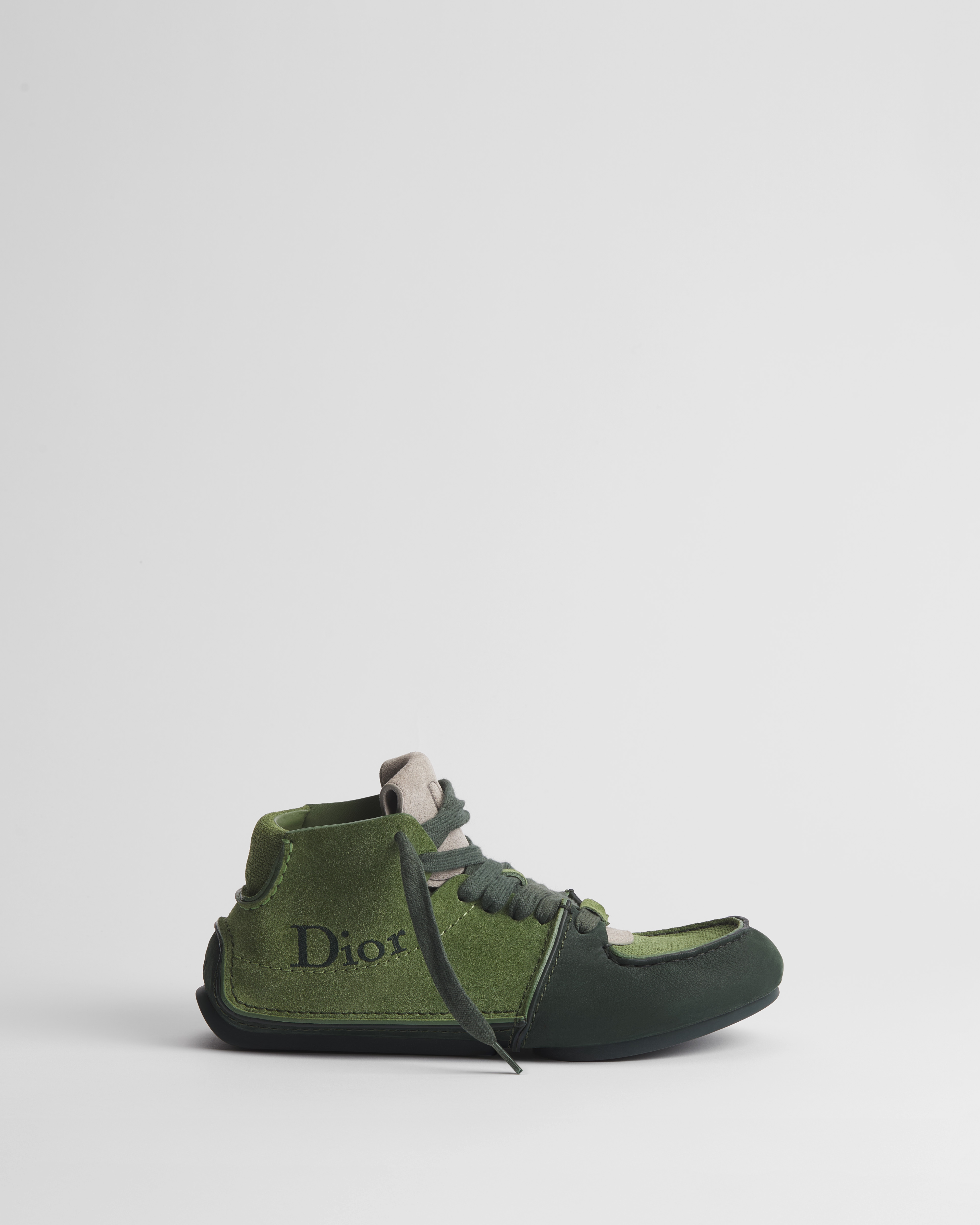 Dior Roadie 綁帶靴 綠色磨砂皮和綠色絨面小牛皮 E02