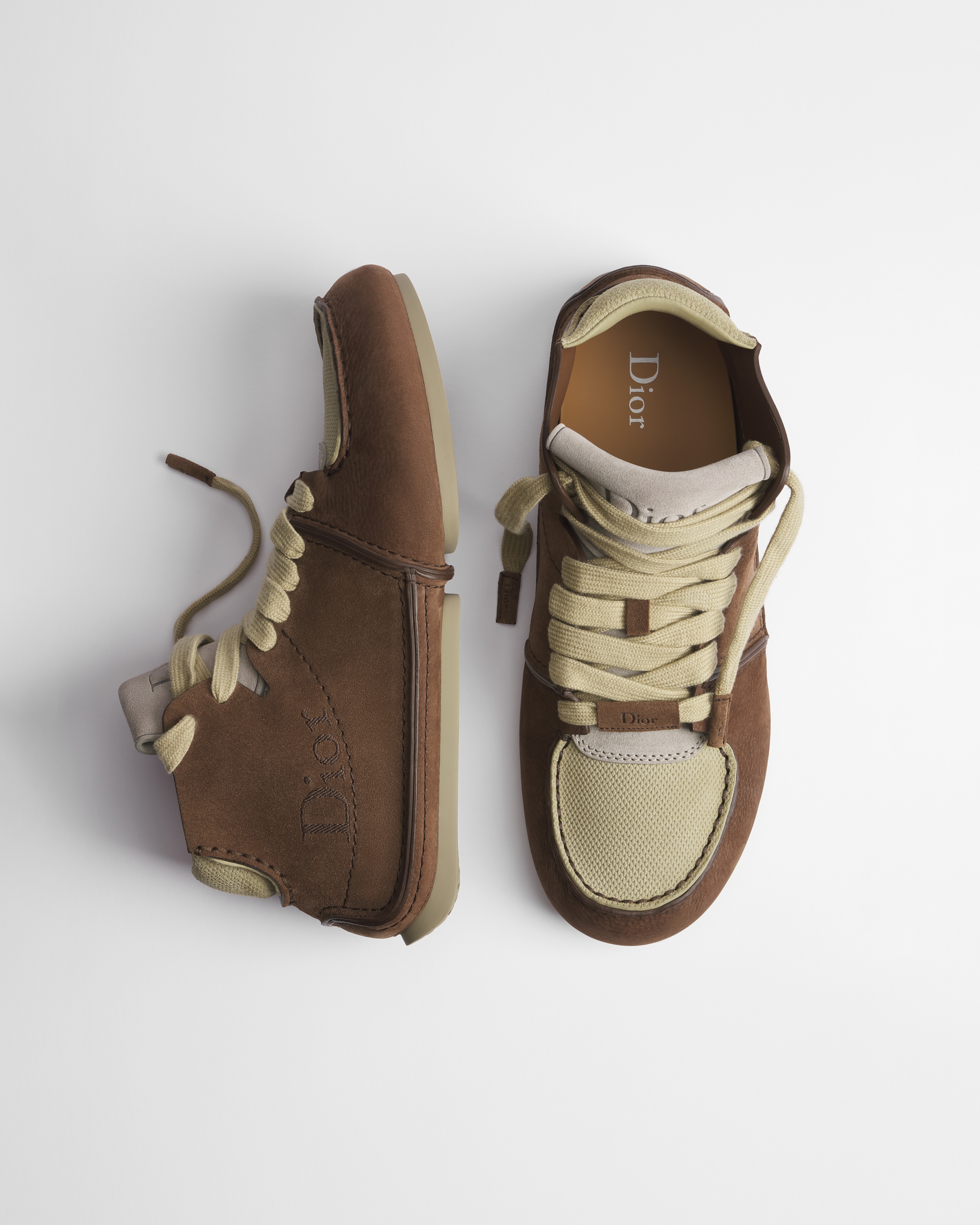 Dior Roadie Schnürstiefel Nubukleder in Braun und Veloursleder in Braun und Beige E06