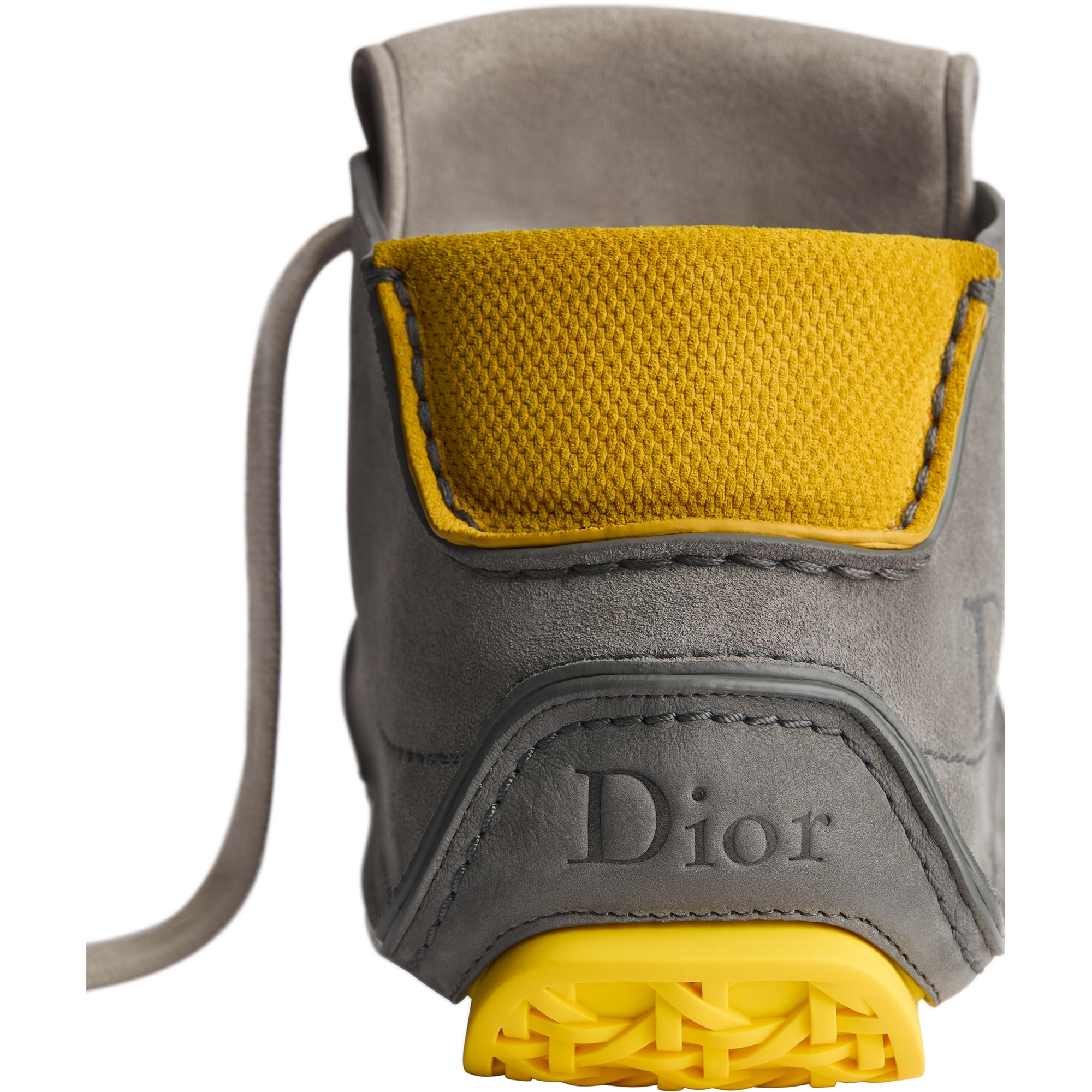 Dior Roadie Lace-Up Boot Gray Nubuck with Gray, Navy Blue and Yellow Suede E08