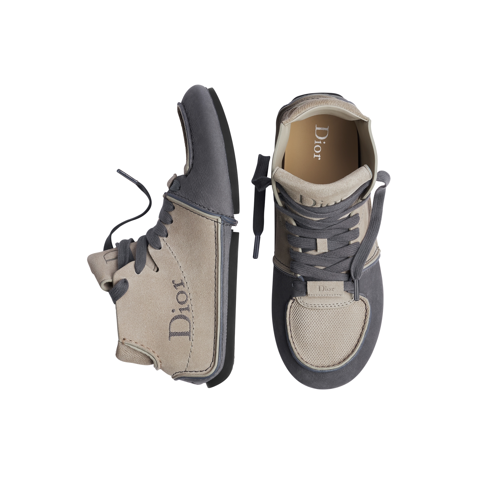Dior Roadie Lace-Up Boot Gray Nubuck and Gray Suede Calfskin E06