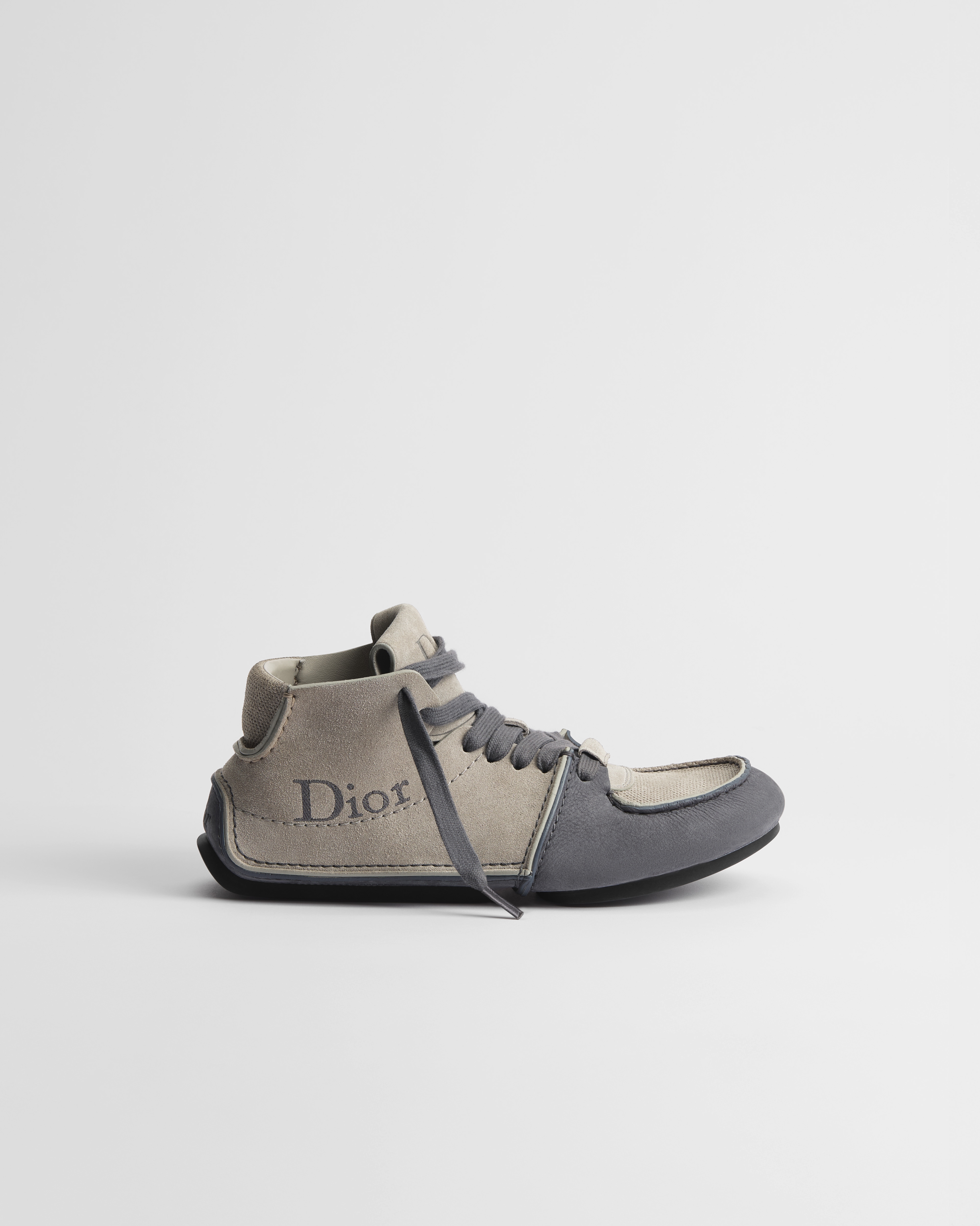 Dior Roadie Lace-Up Boot Gray Nubuck and Gray Suede Calfskin E02