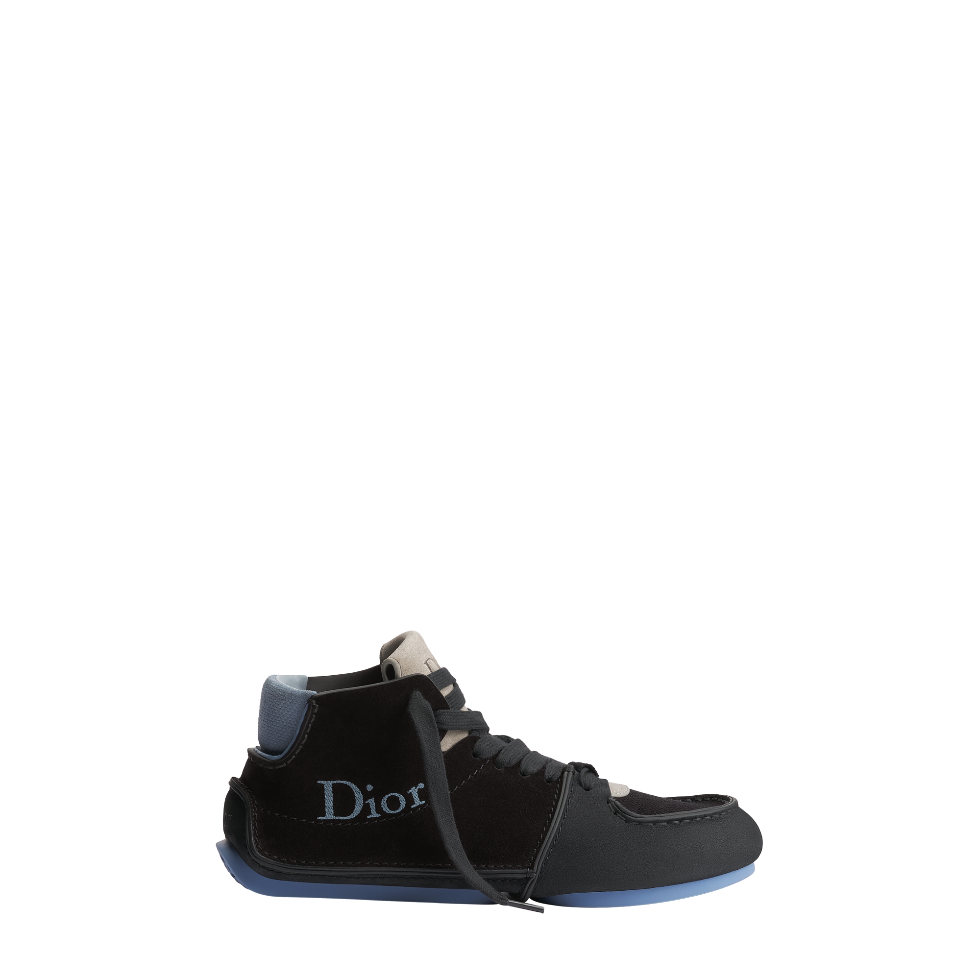 Dior Roadie Lace-Up Boot Black Nubuck with Black and Light Blue Suede Calfskin E02