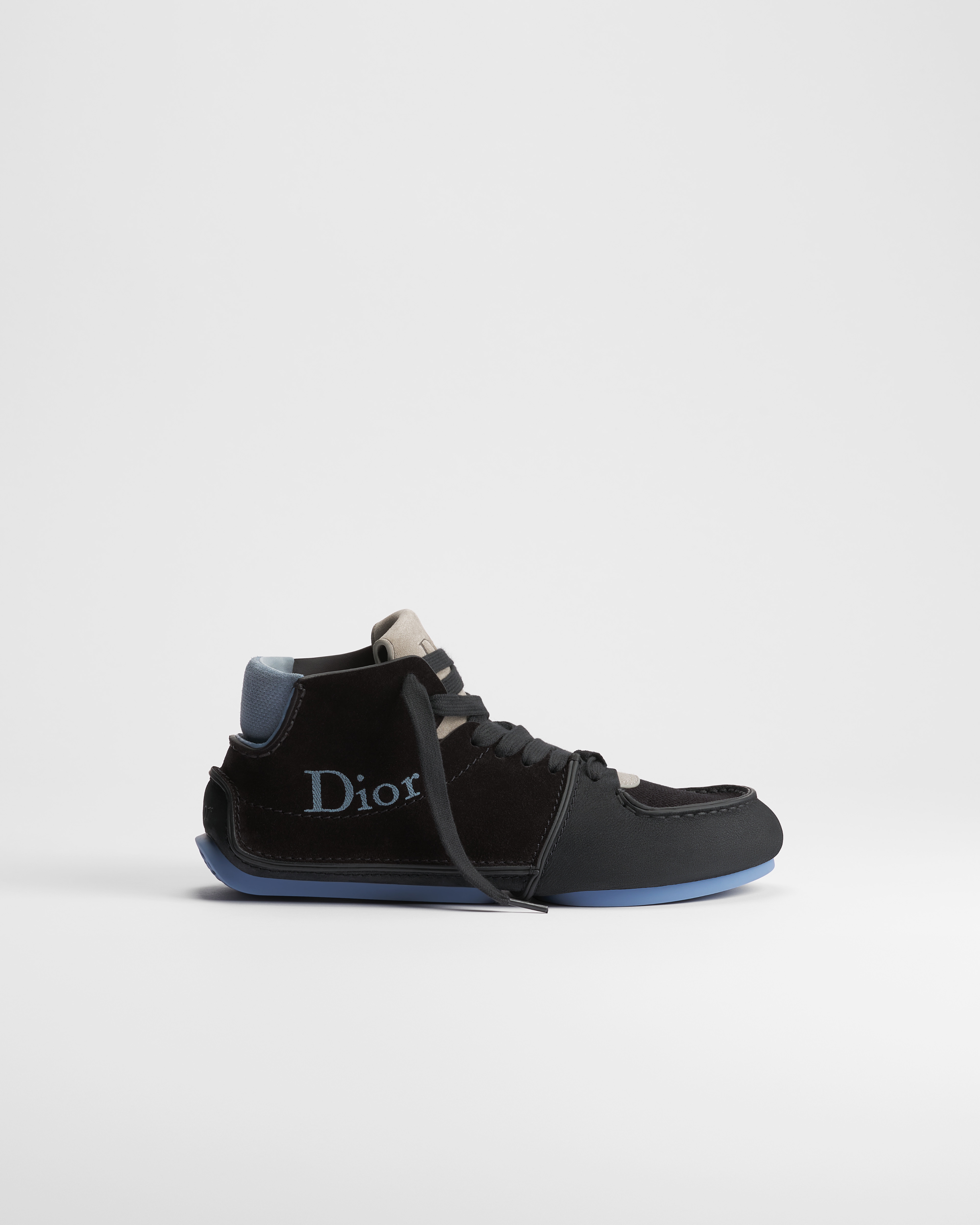 Dior Roadie Lace-Up Boot Black Nubuck with Black and Light Blue Suede Calfskin E02