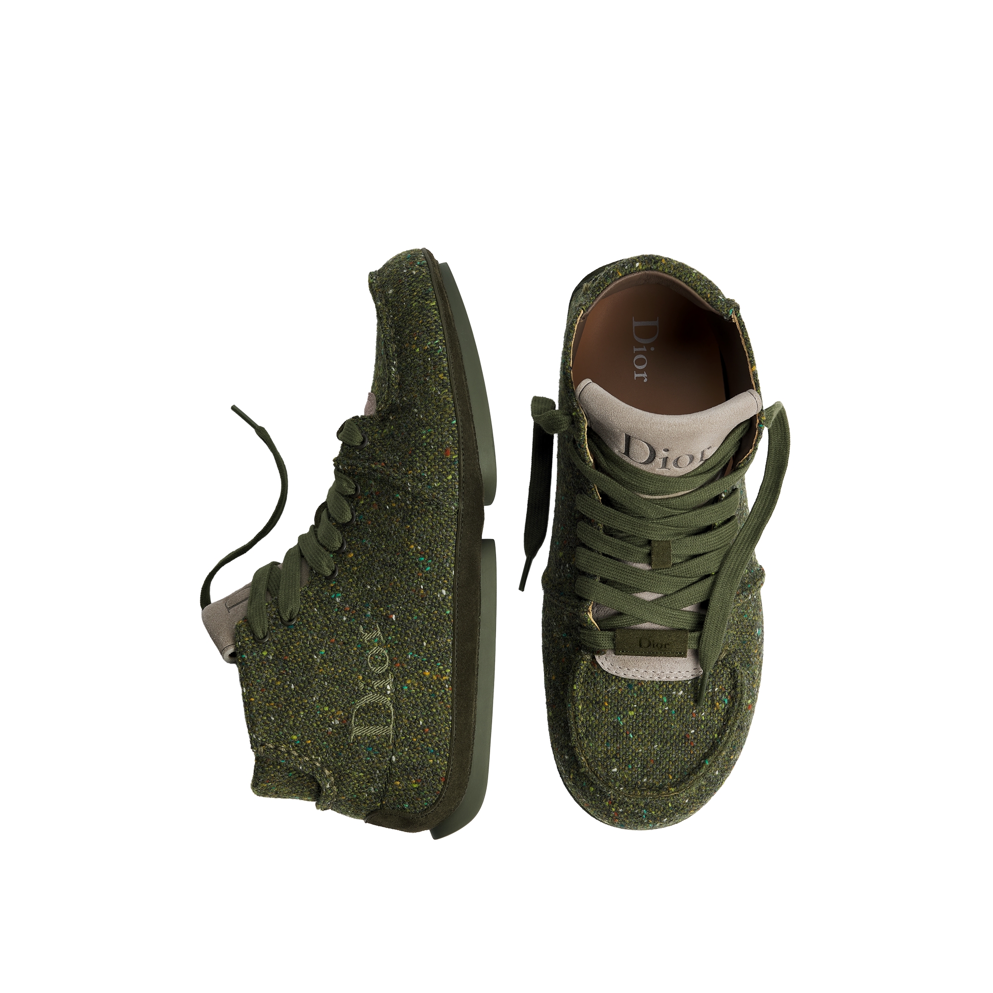 Dior Roadie Lace-Up Boot Khaki Donegal Tweed E06