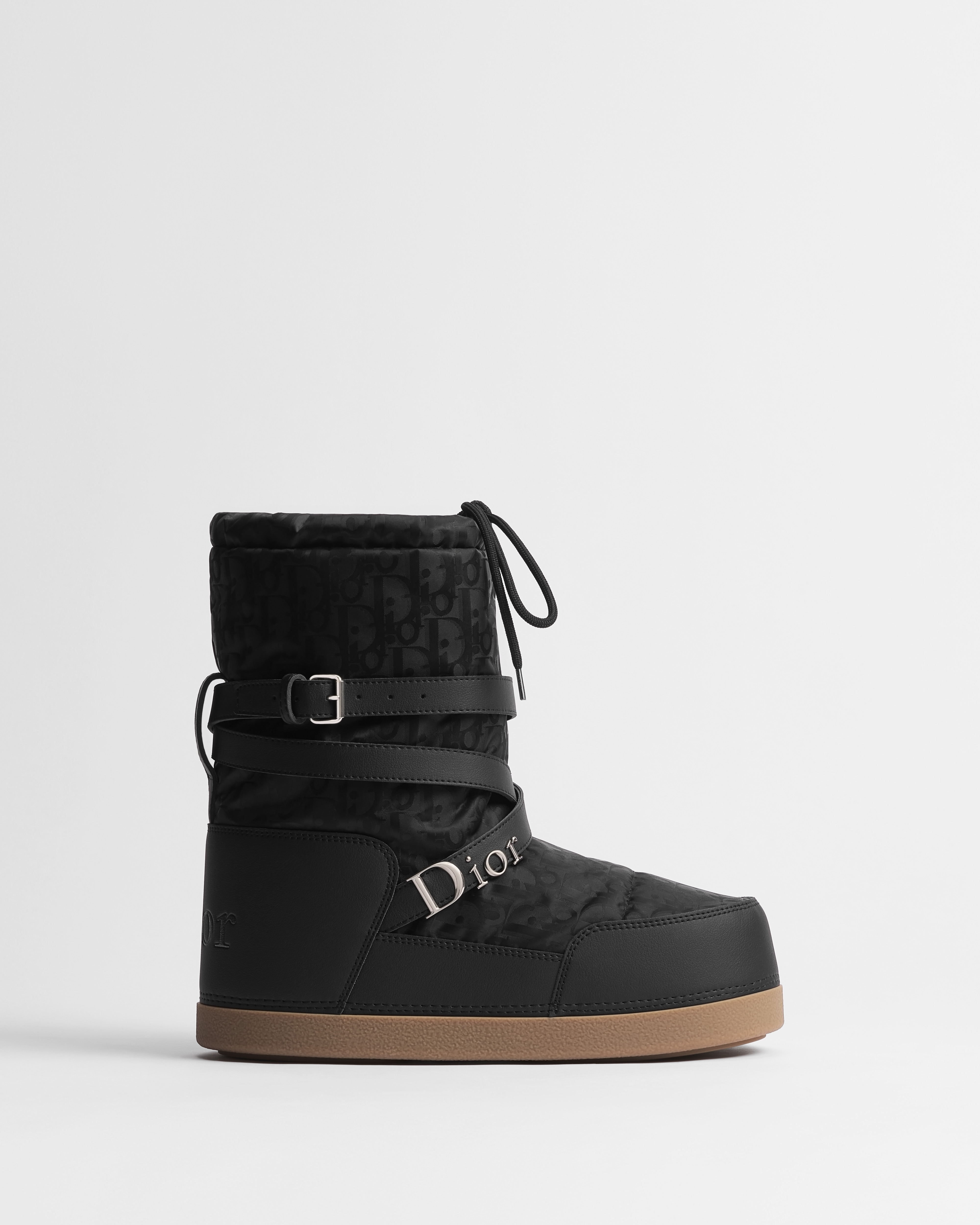 DiorAlps Dior Snow 雪靴 黑色 Dior Oblique 防潑水絎縫科技帆布和黑色光滑科技布料 E02