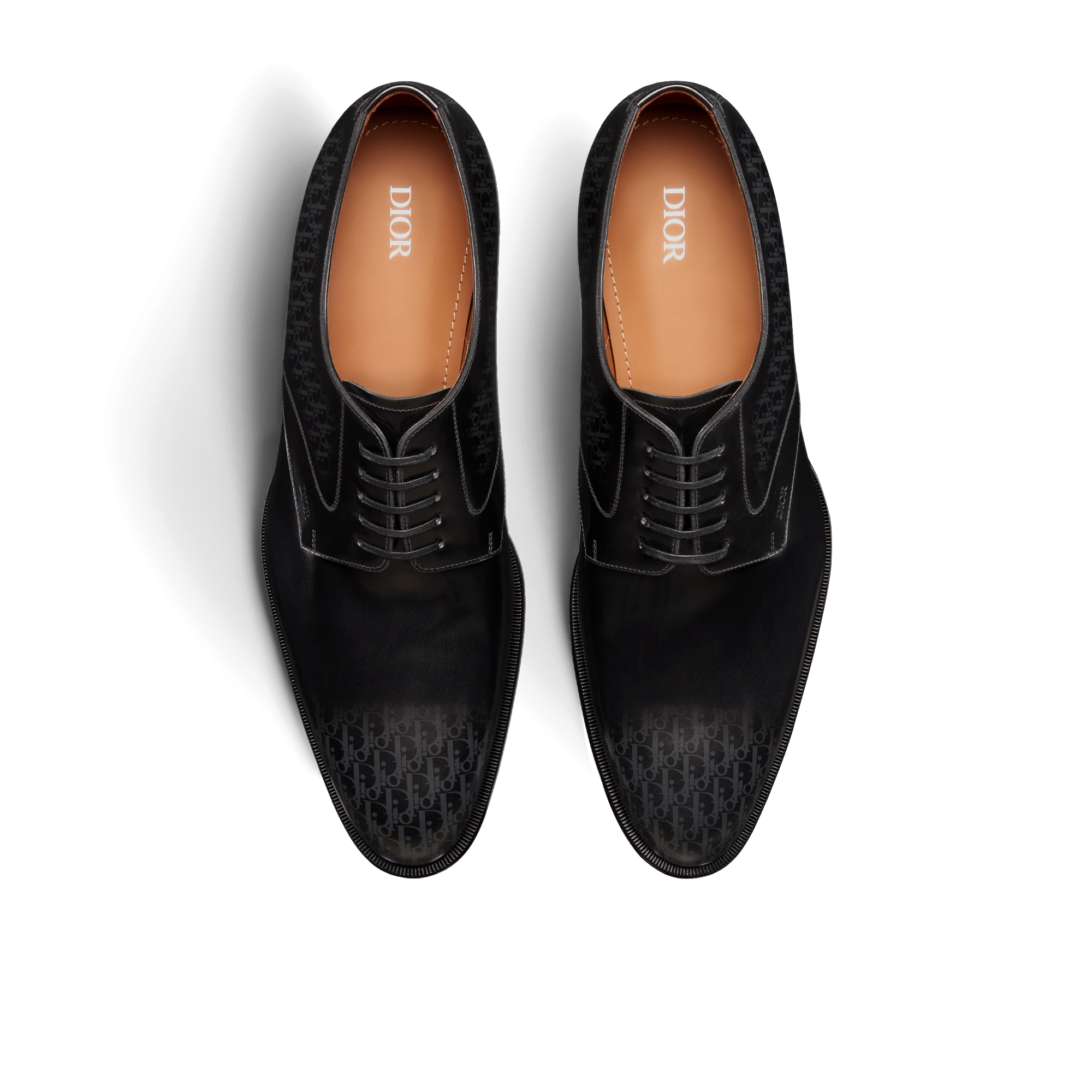 Dior Timeless Derby Shoe Black Calfskin with Gray and Black Dior Oblique Gradient Patina E06