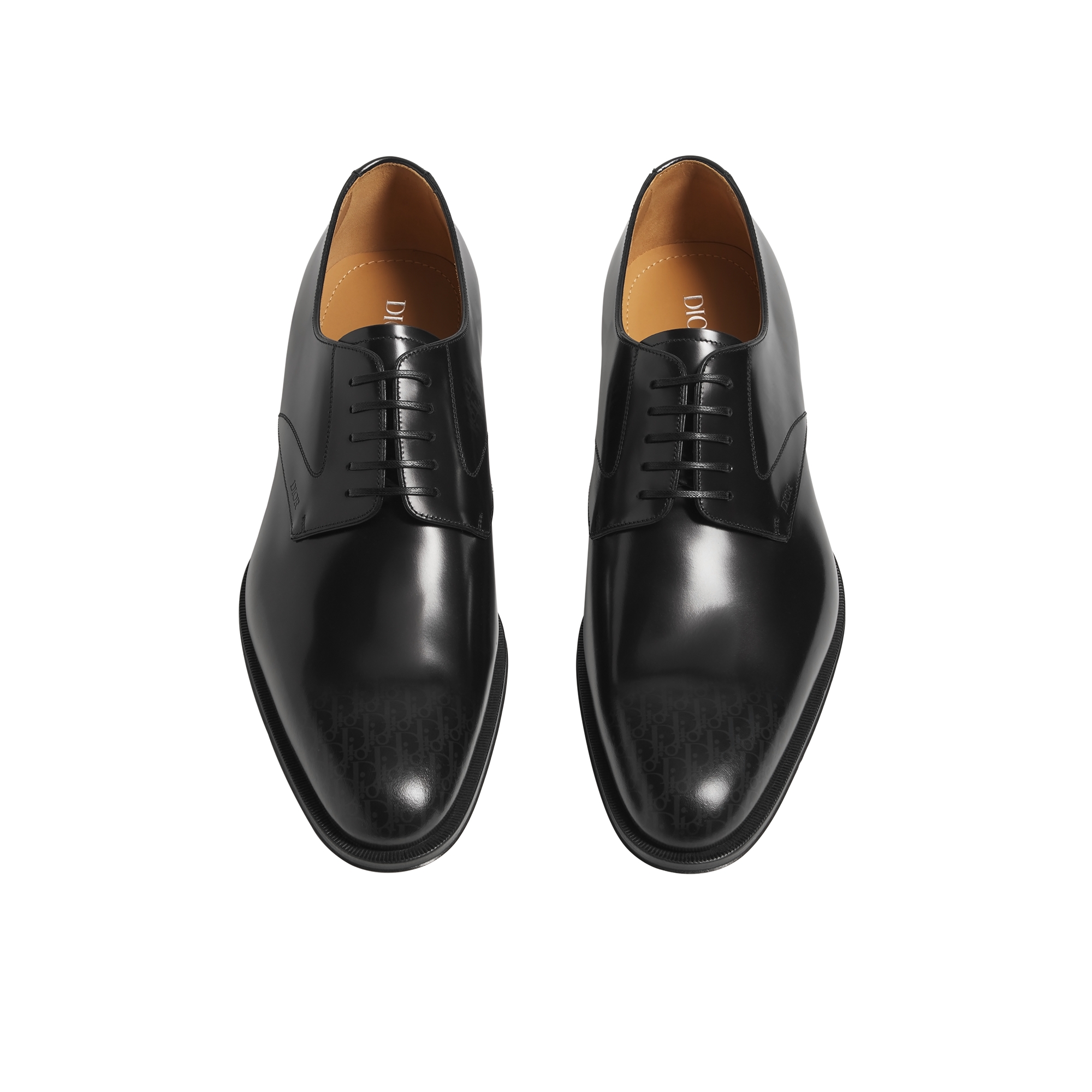Dior Timeless Derby Shoe Black Calfskin with Gray and Black Dior Oblique Gradient Patina E06