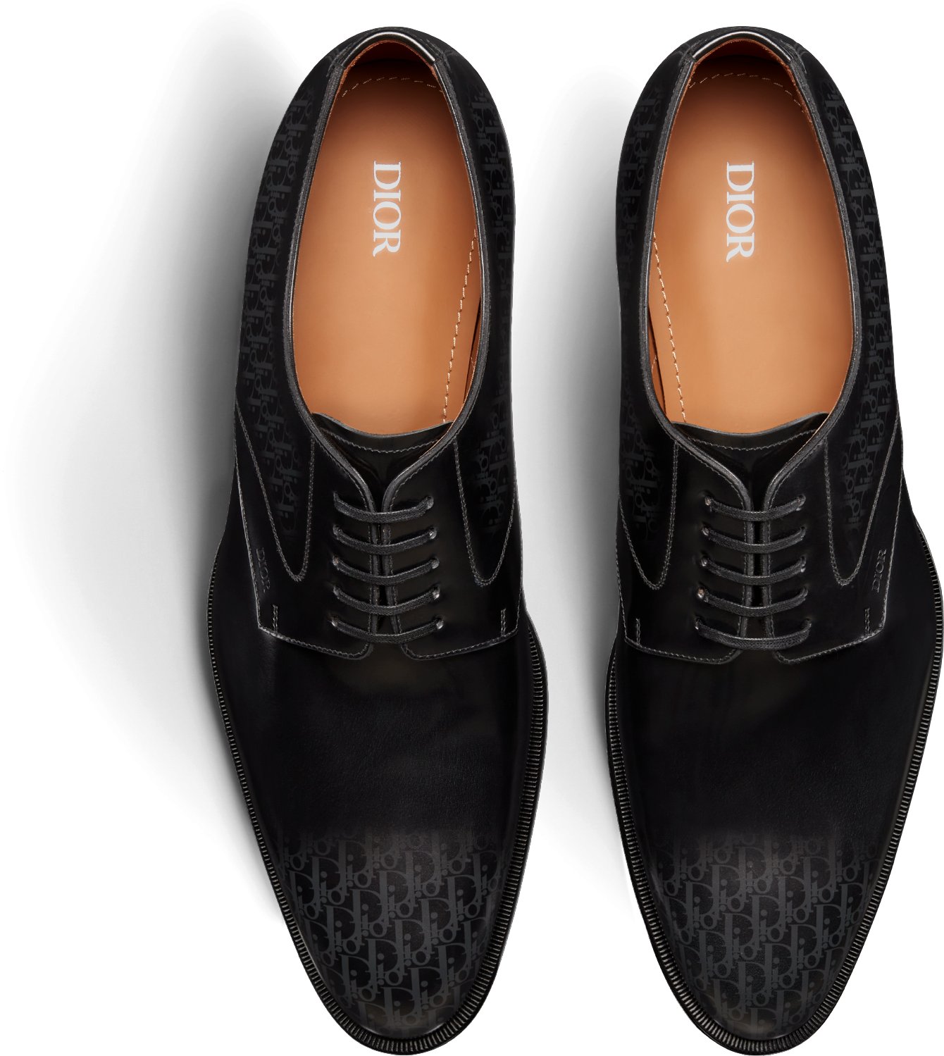 Dior Timeless Derby Shoe Black Calfskin with Gray and Black Dior Oblique Gradient Patina DIOR