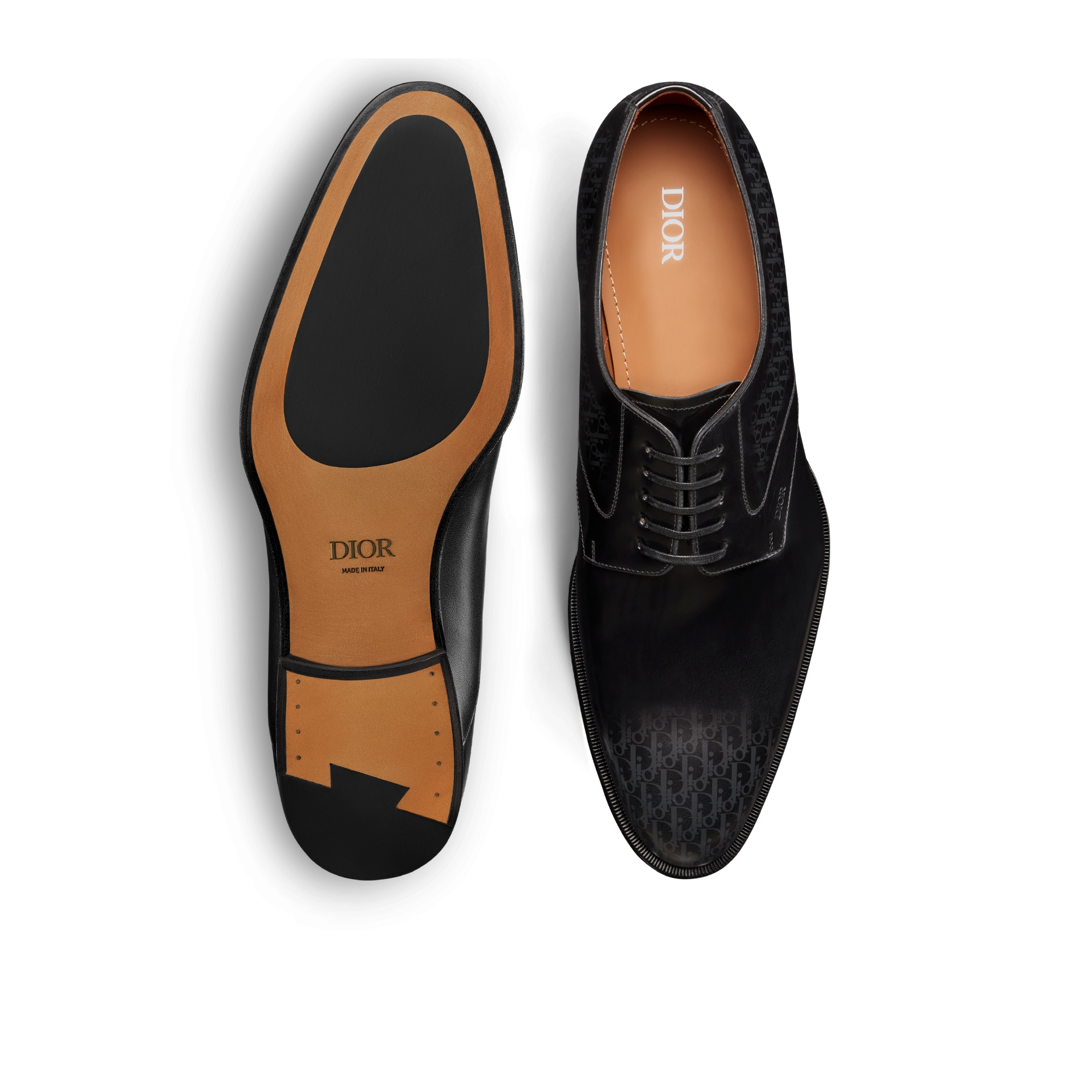 Dior Timeless Derby Shoe Black Calfskin with Gray and Black Dior Oblique Gradient Patina E07