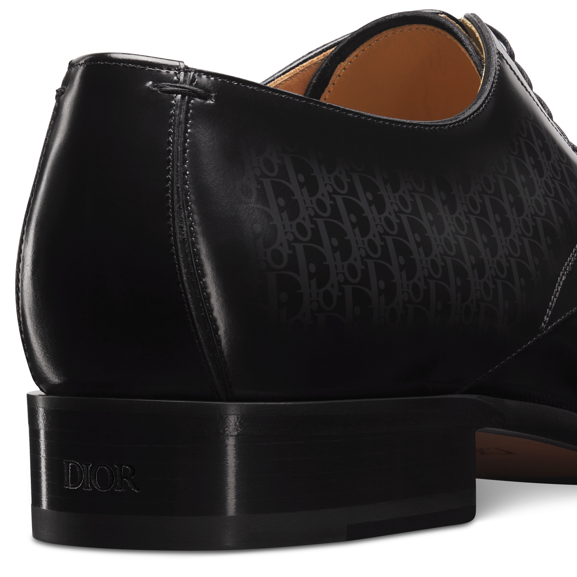 Dior Timeless Derby Shoe Black Calfskin with Gray and Black Dior Oblique Gradient Patina E09