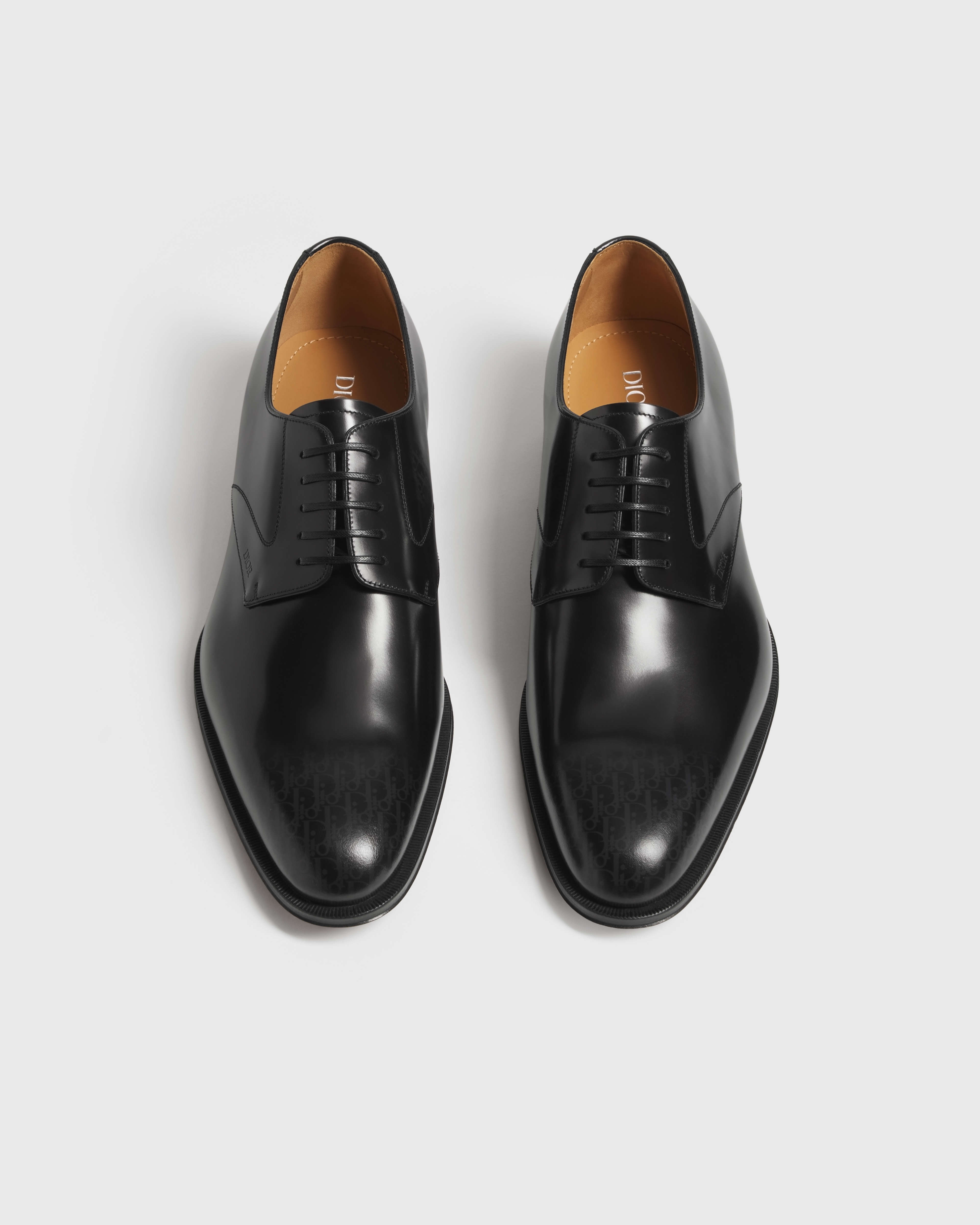 Dior Timeless Derby Shoe Black Calfskin with Gray and Black Dior Oblique Gradient Patina E06