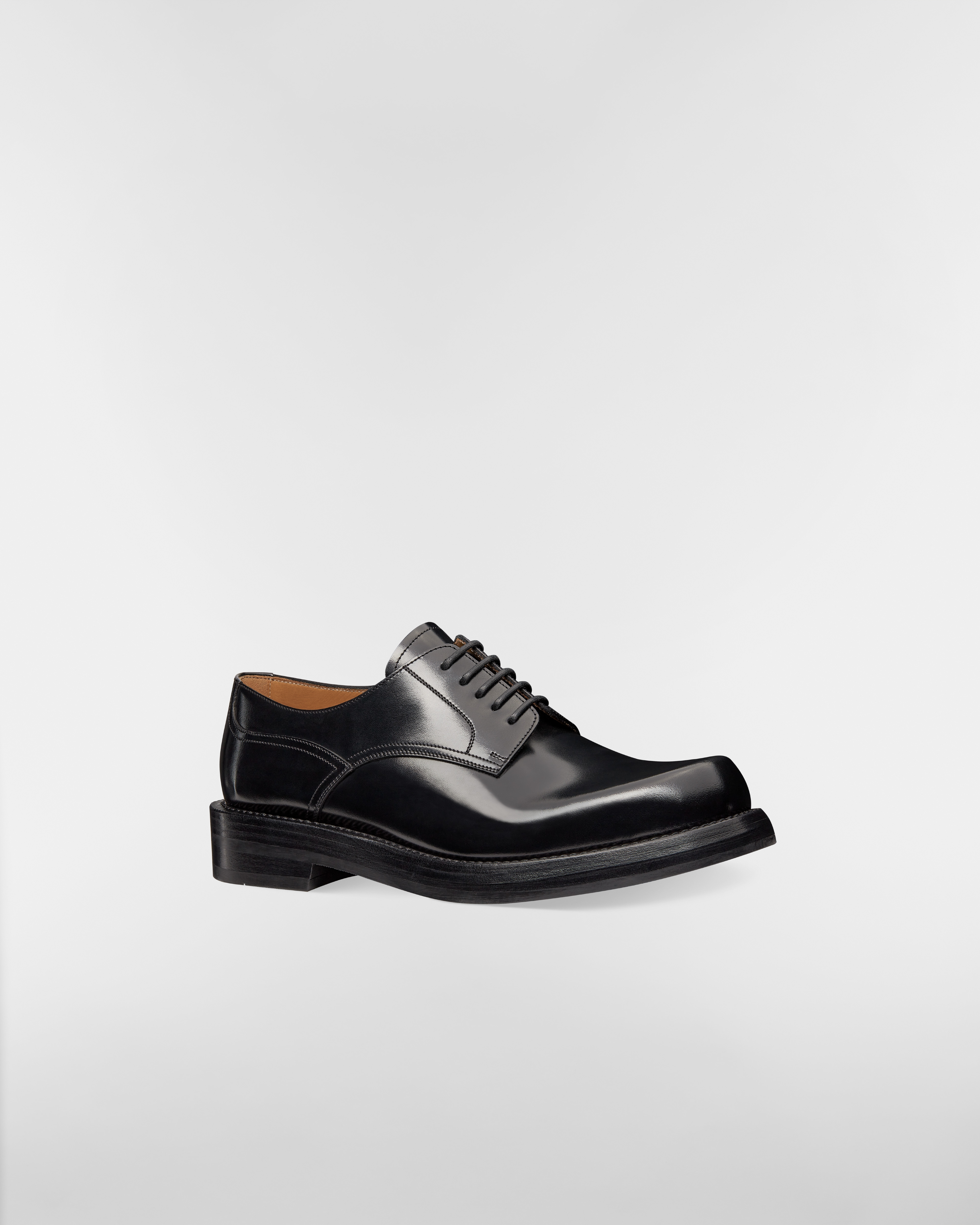 Dior Carlo Derby-Schuh Poliertes Kalbsleder in Schwarz E03
