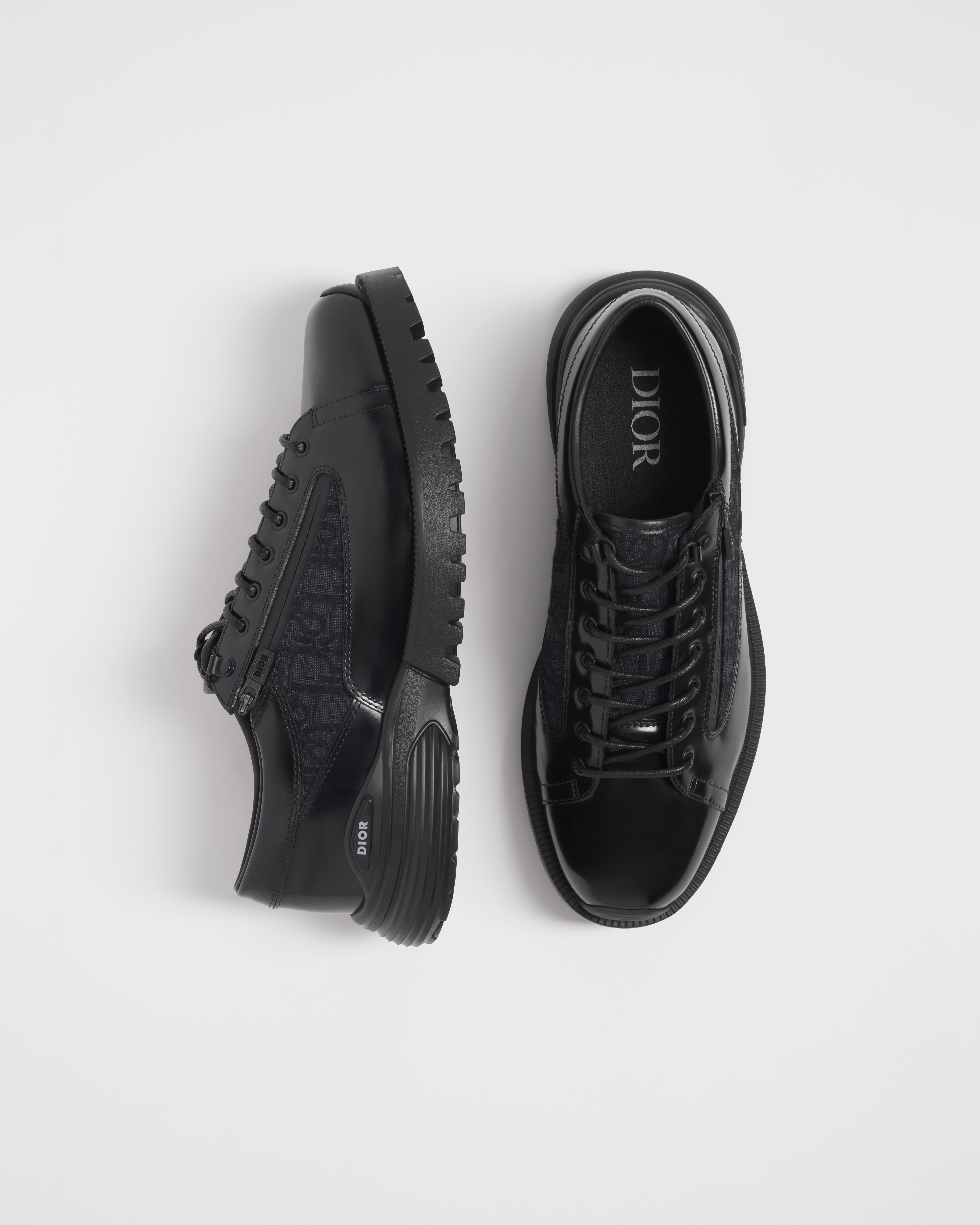 Dior Combat ダービーシューズ ポリッシュド カーフスキン & ディオール オブリーク ジャカード E06