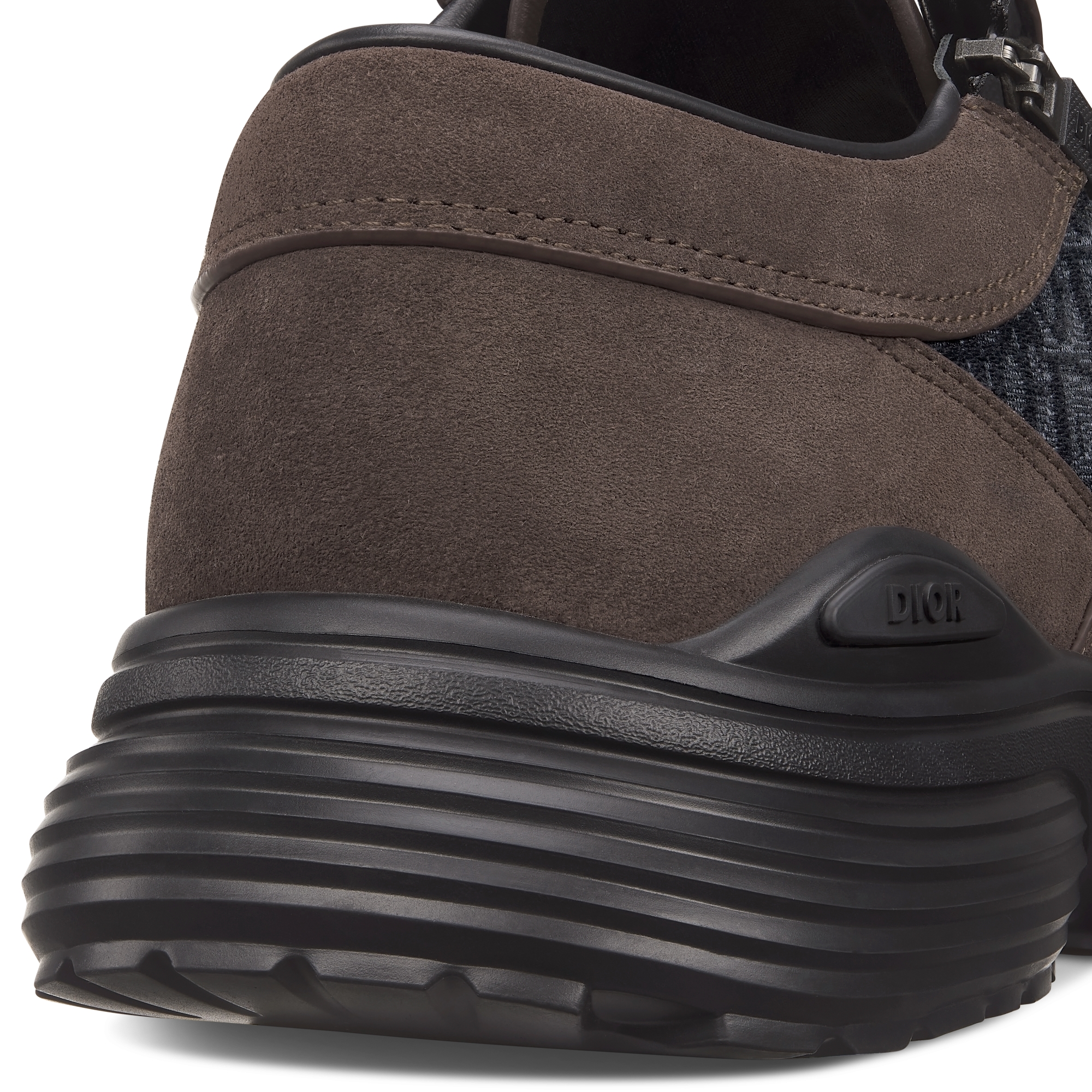 Dior Combat-derbyschoen Donkerbruine suède en zwart Dior Oblique-jacquard E09