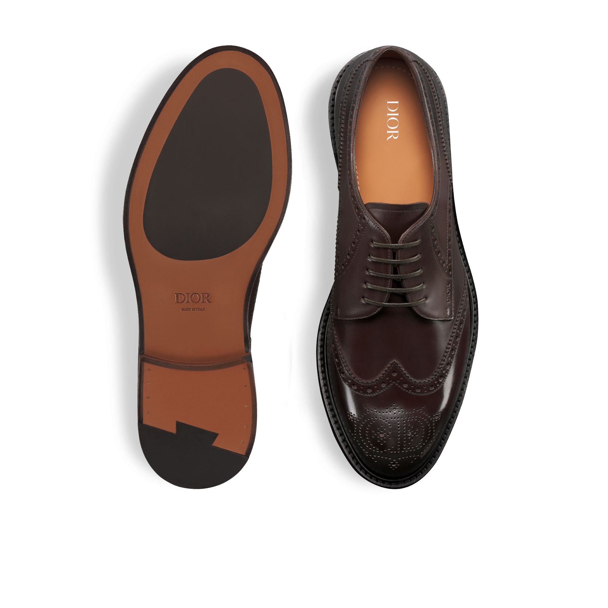 Dior Embassy Derby Brogue Brown Calfskin with Patina Finish DIOR - Main Image