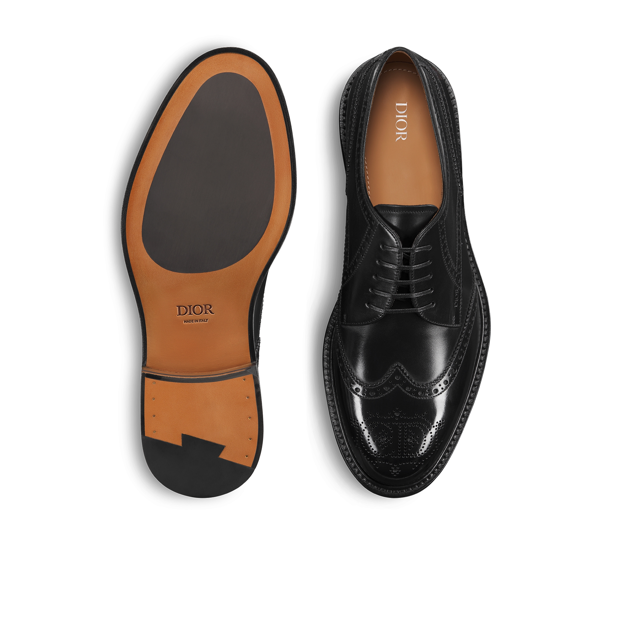 Dior Embassy 德比布洛克鞋 黑色刷色小牛皮 E07