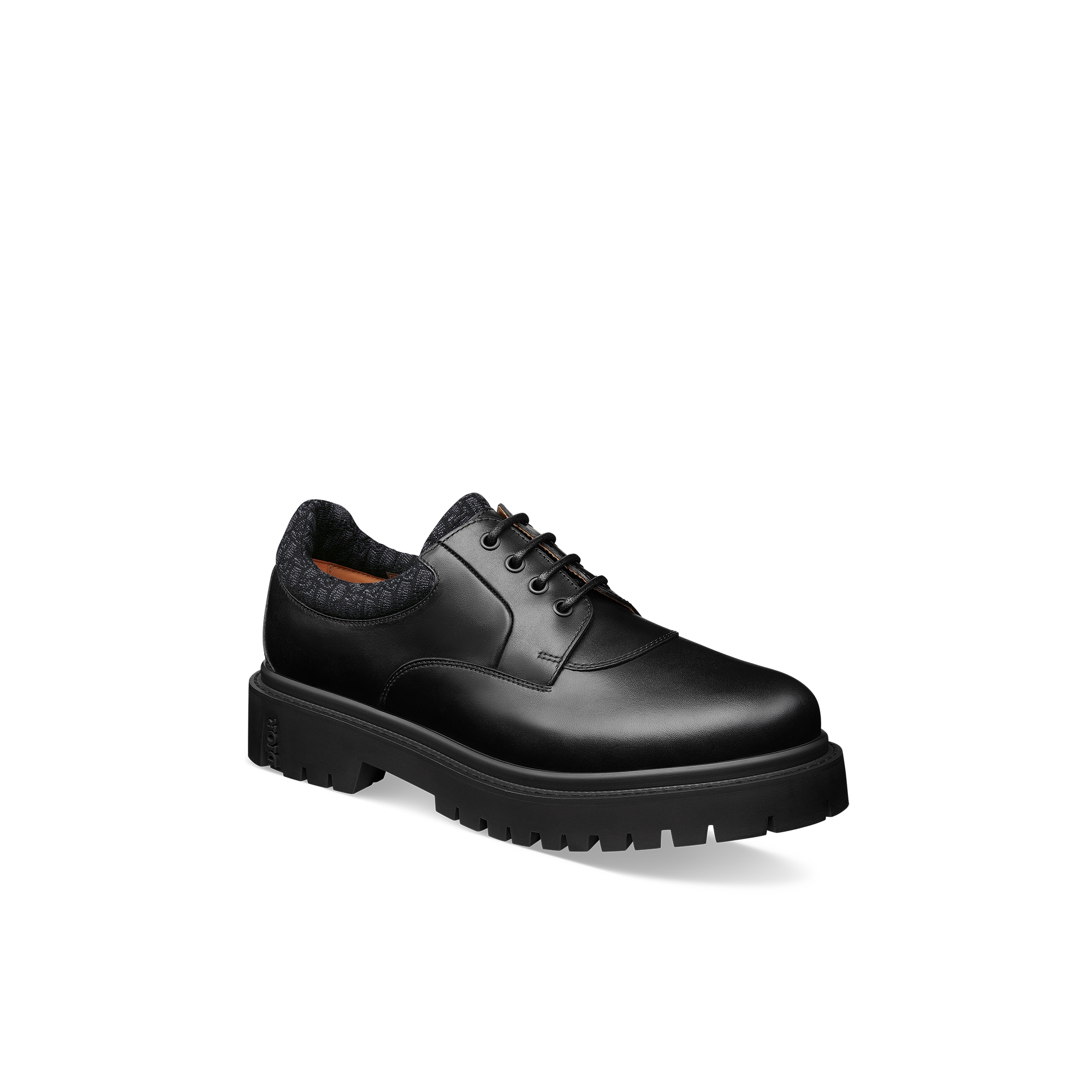 Dior Explorer III Derby Shoe Black Smooth Calfskin and Black Dior Oblique Jacquard E03